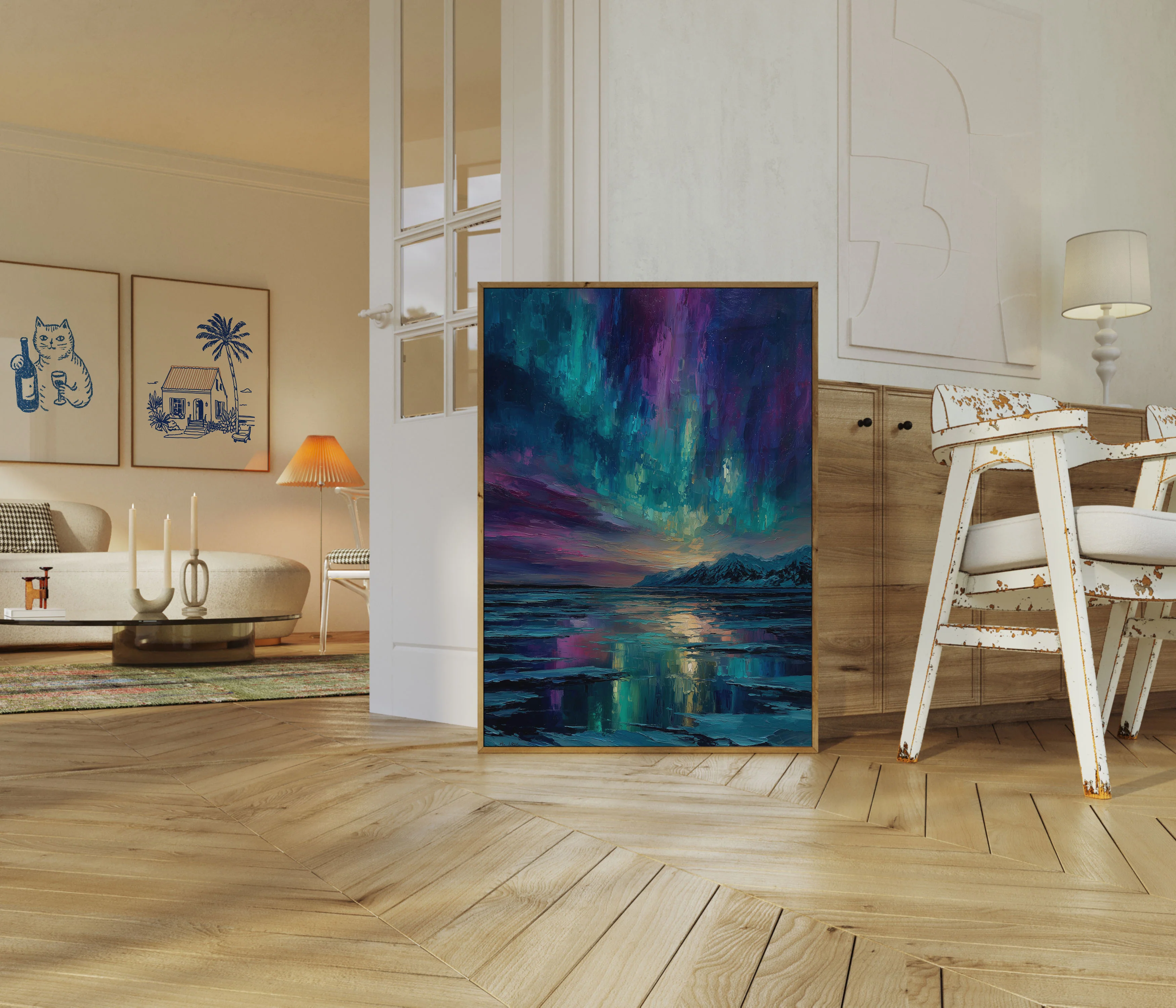 Aurora Borealis Mountain Landscape Poster - Image 5