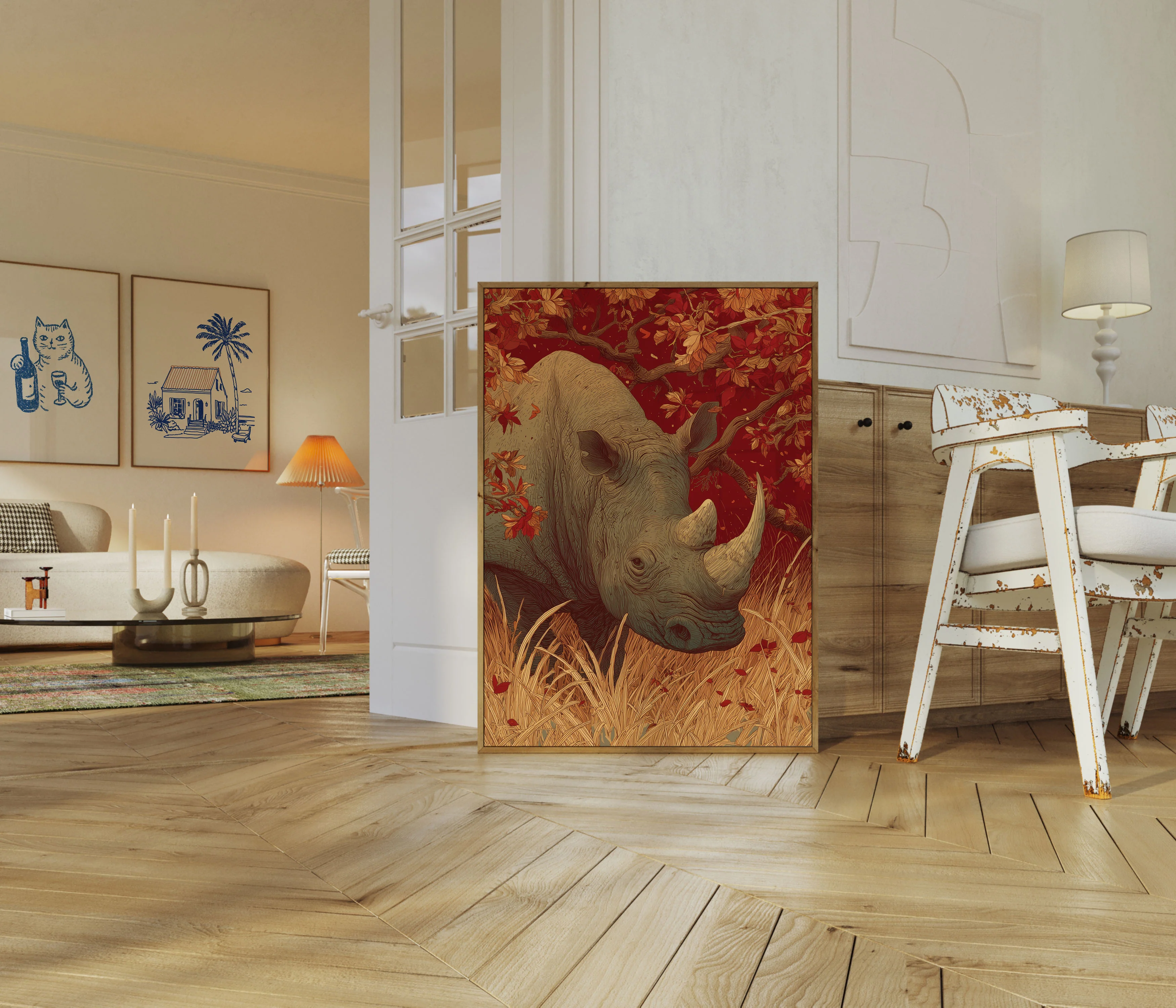 Autumn Rhino Wildlife Poster - Image 5