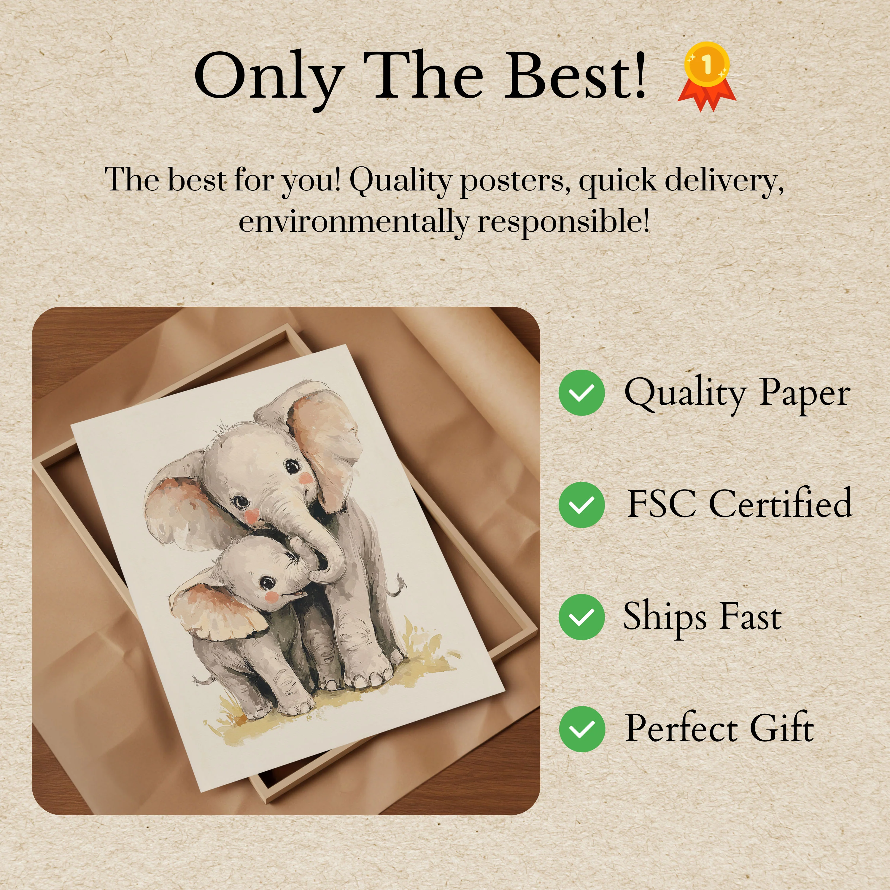 Baby Elephant Love Poster - Image 3