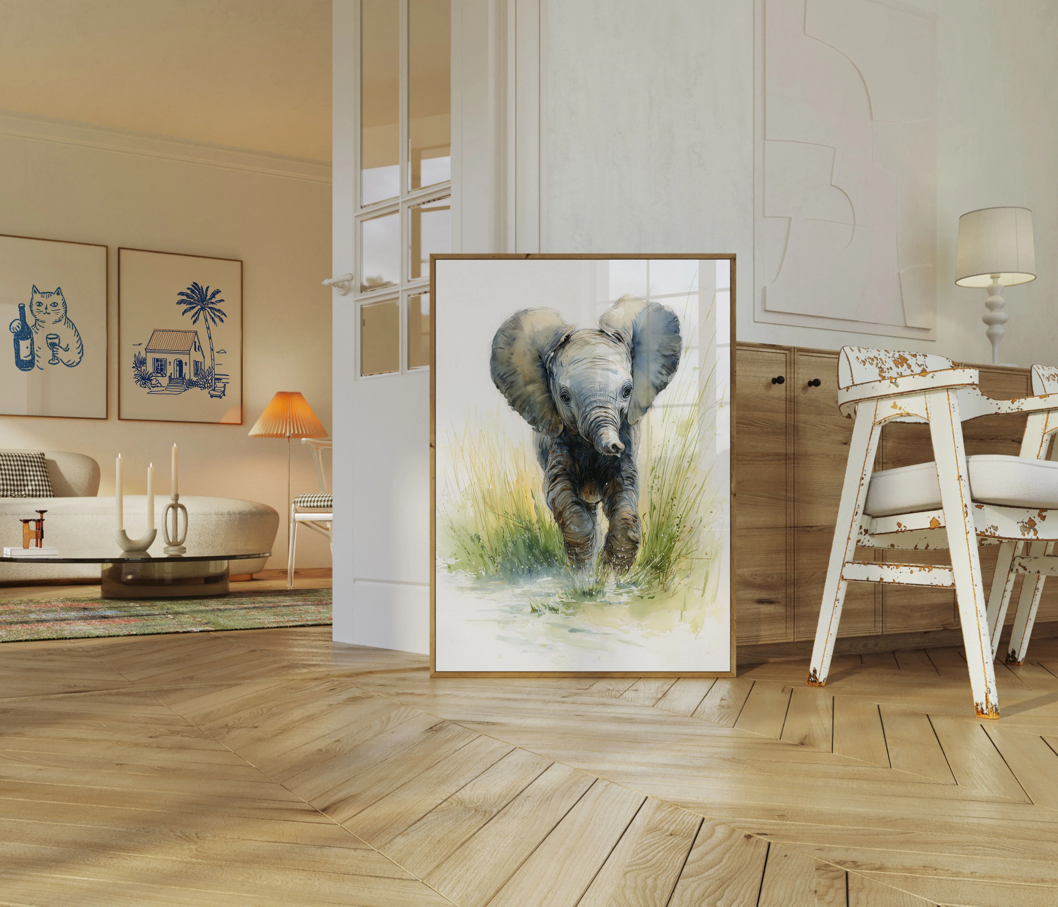 Baby Elephant Watercolor Adventure Poster - Image 5