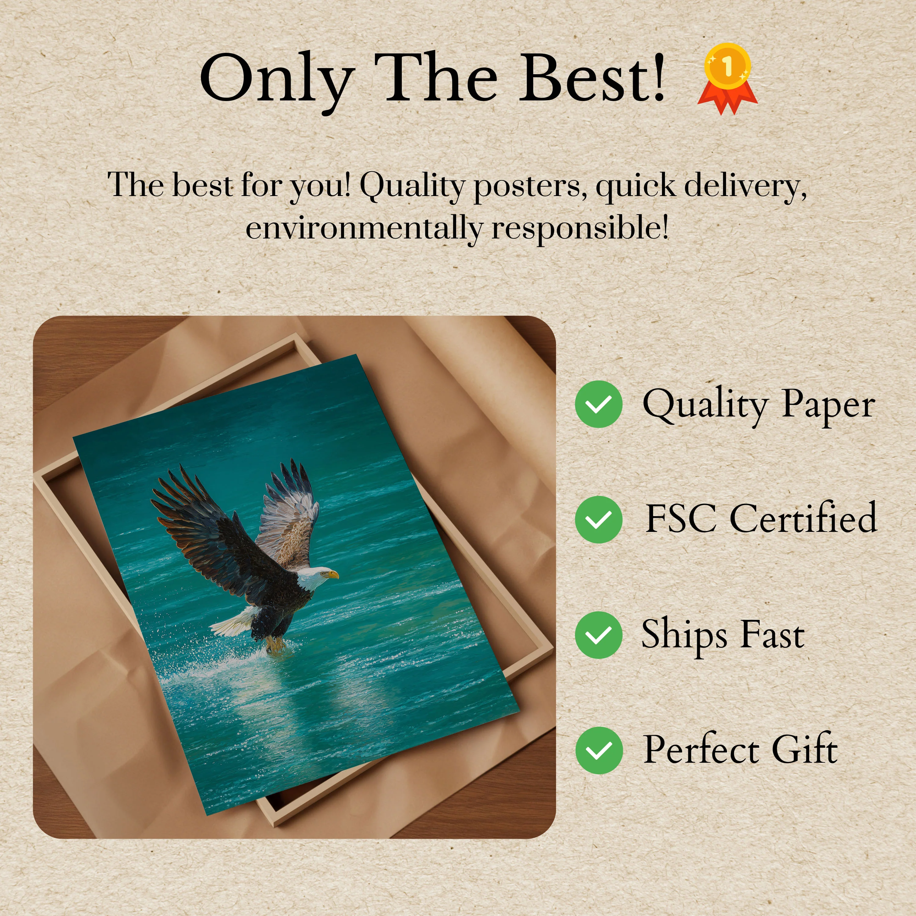 Bald Eagle Ocean Hunting Poster - Image 3