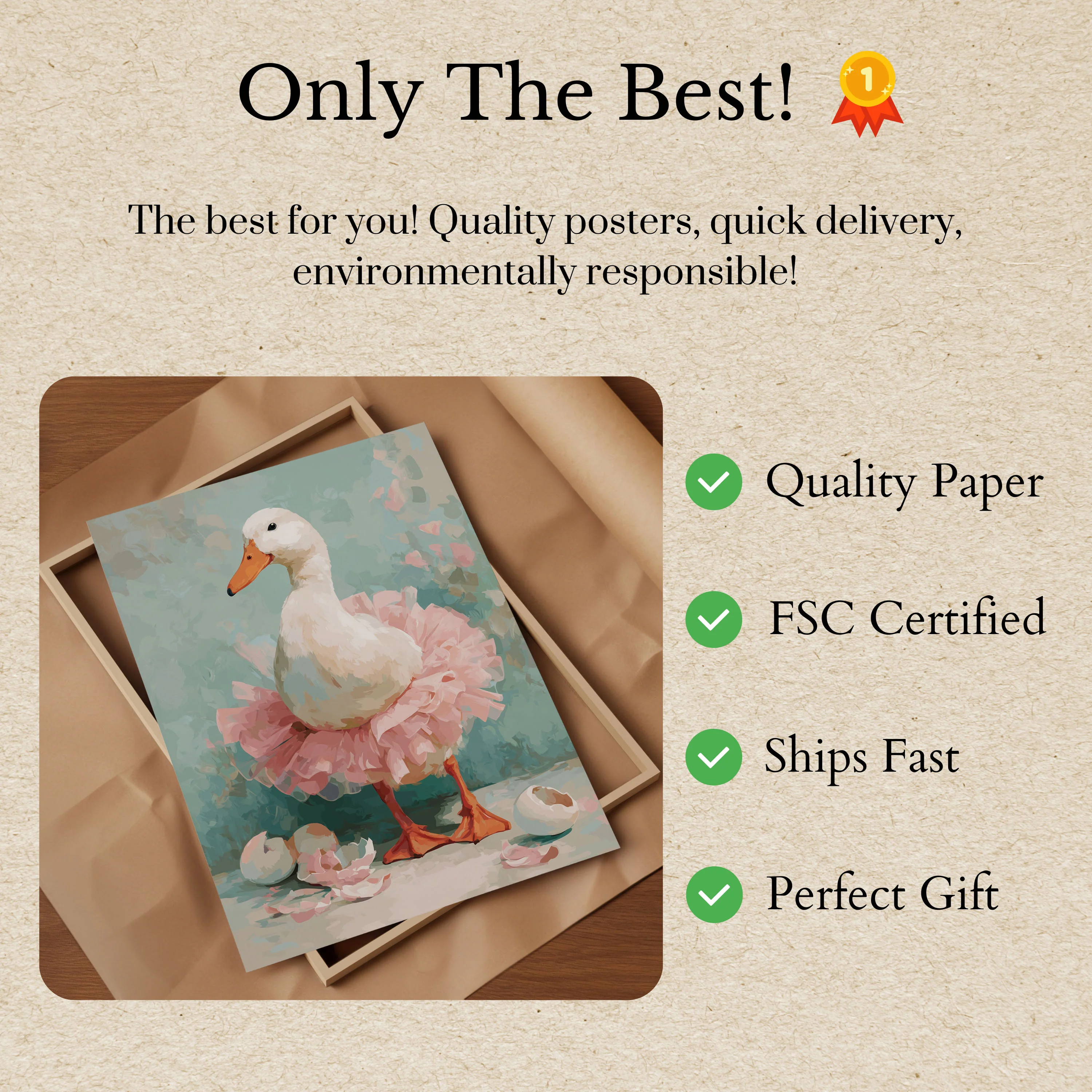 Ballerina Duck in Tutu Poster - Image 3