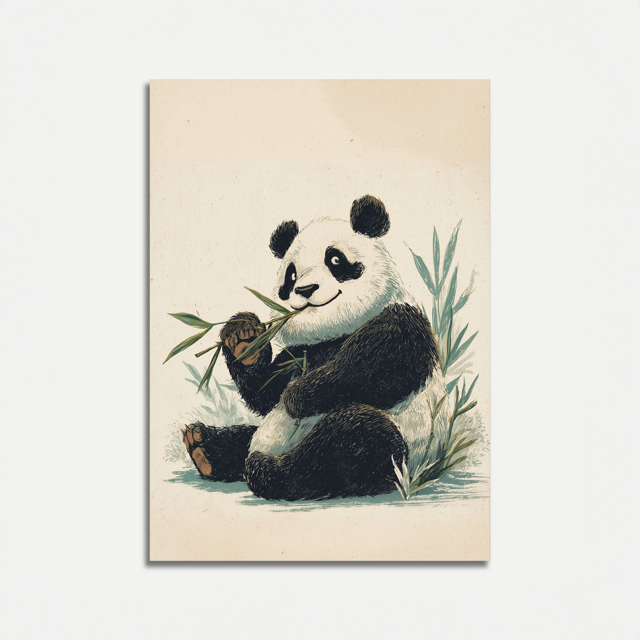 Bamboo Loving Panda Art Poster