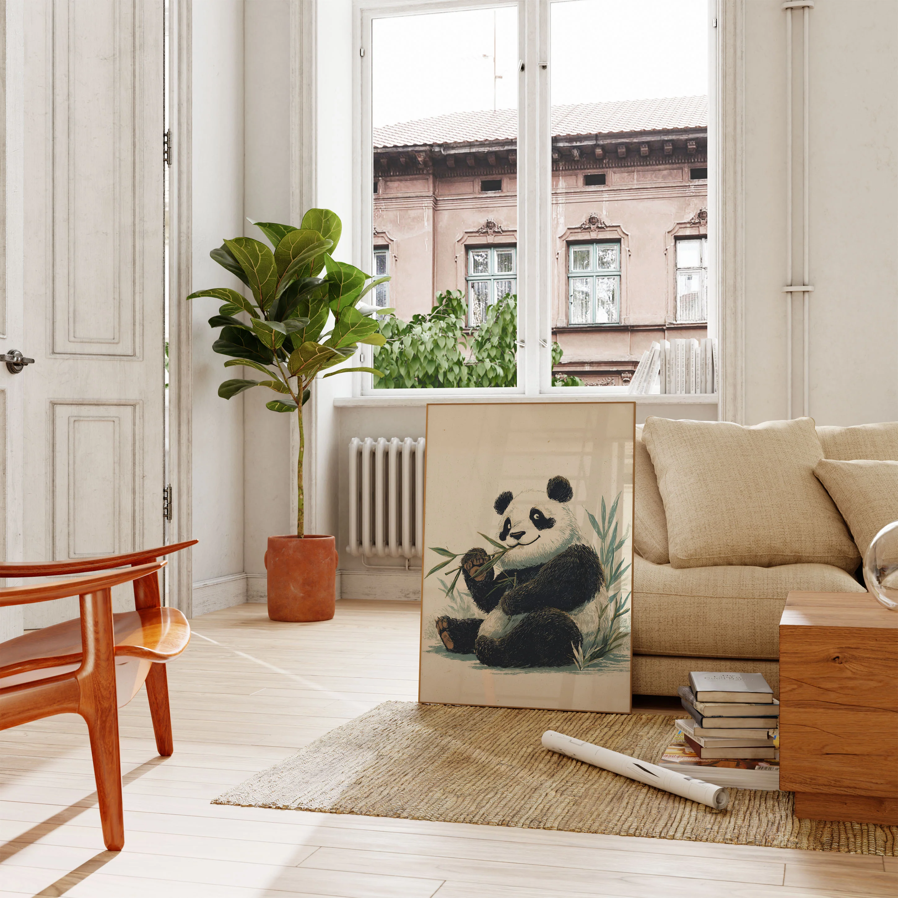 Bamboo Loving Panda Art Poster - Image 2