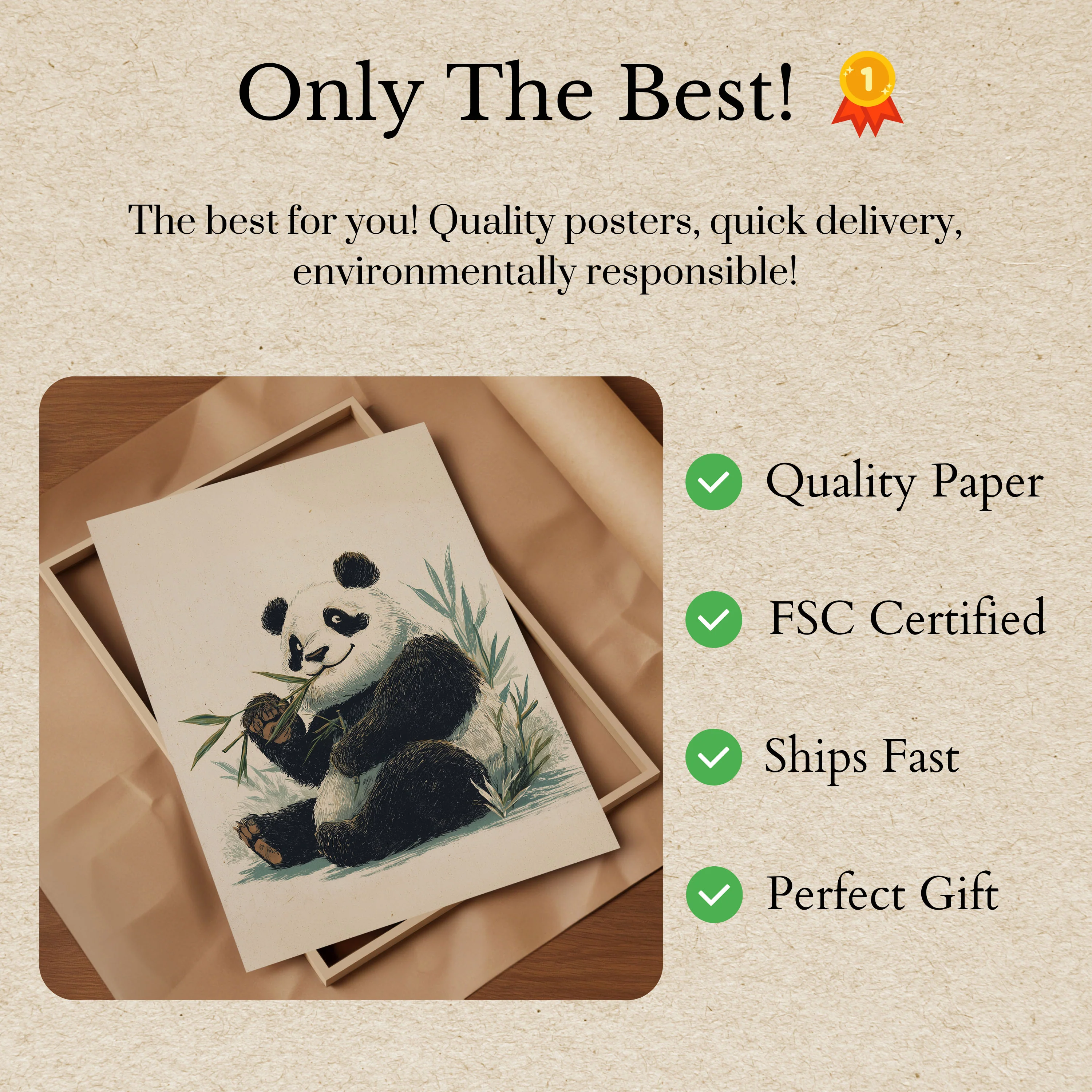 Bamboo Loving Panda Art Poster - Image 3
