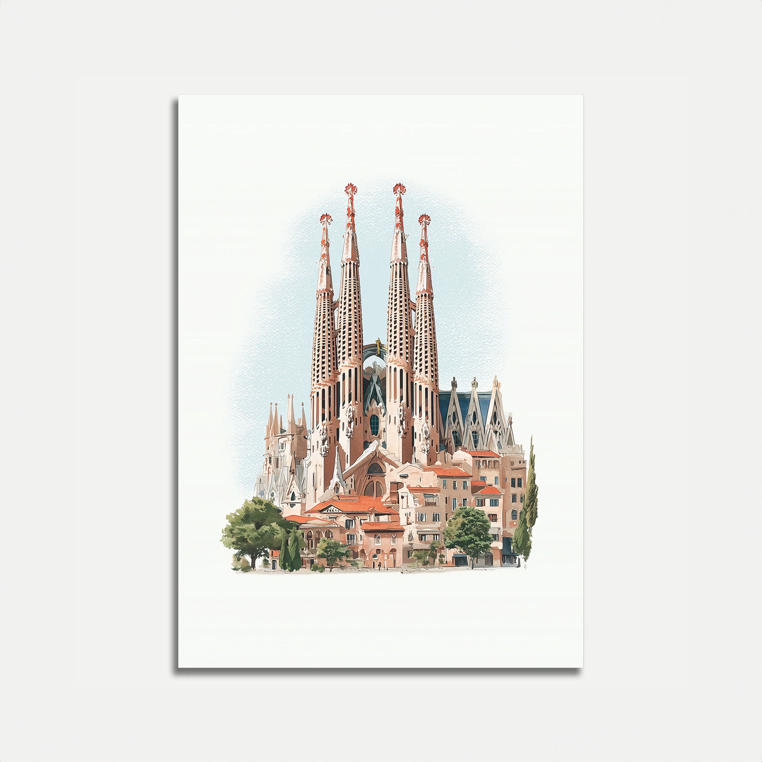 Barcelona Cathedral Architectural Poster