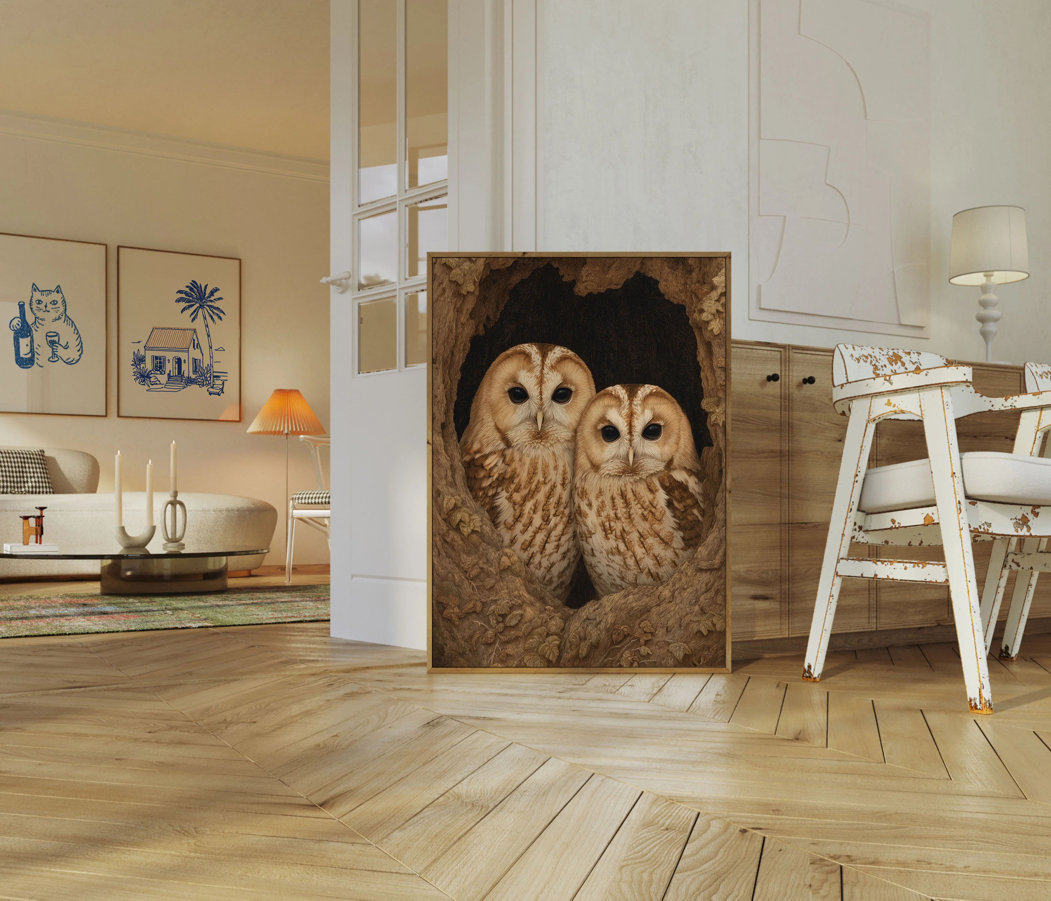 Barn Owls in Cave Poster - Image 5