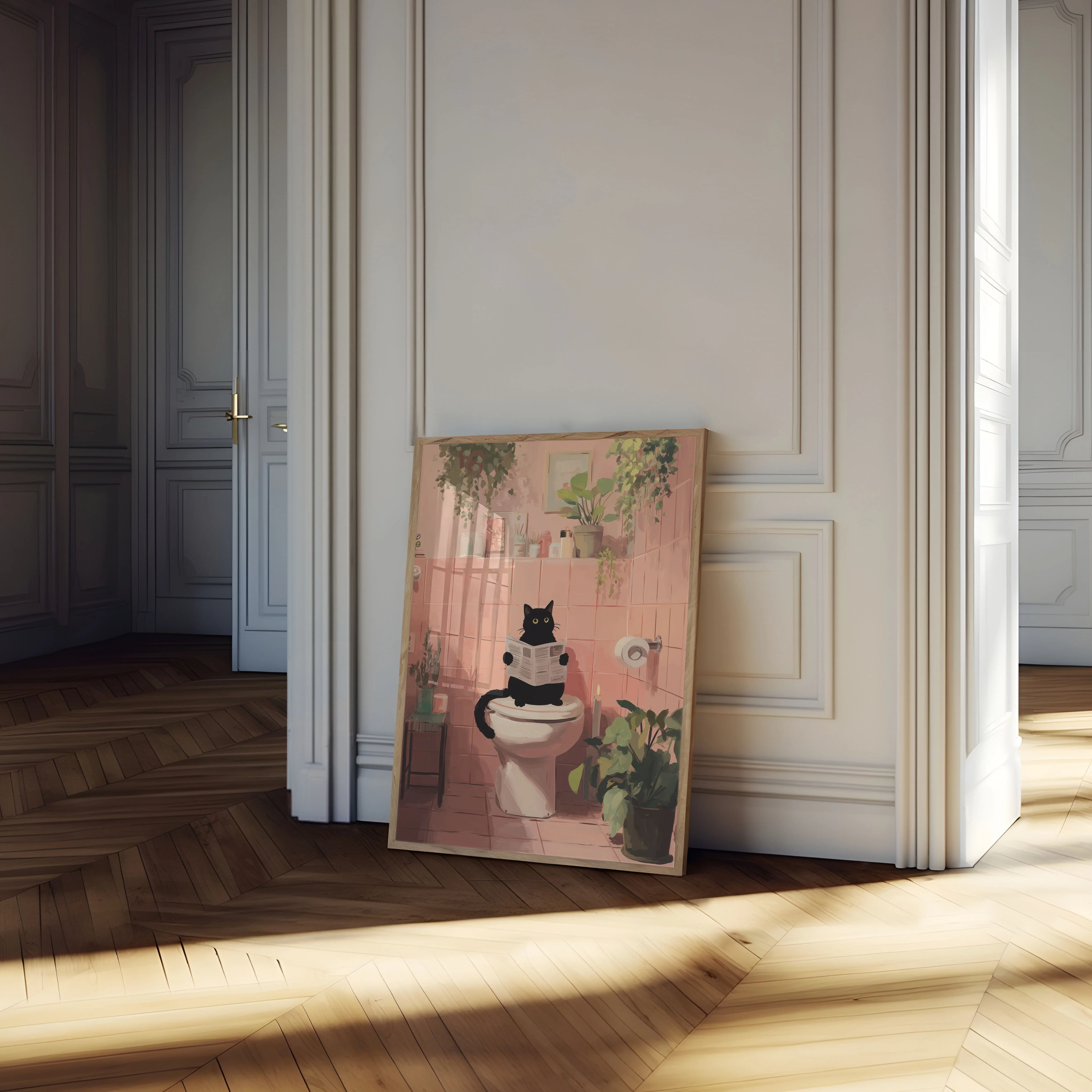 Bathroom Reading Cat Poster - Image 4