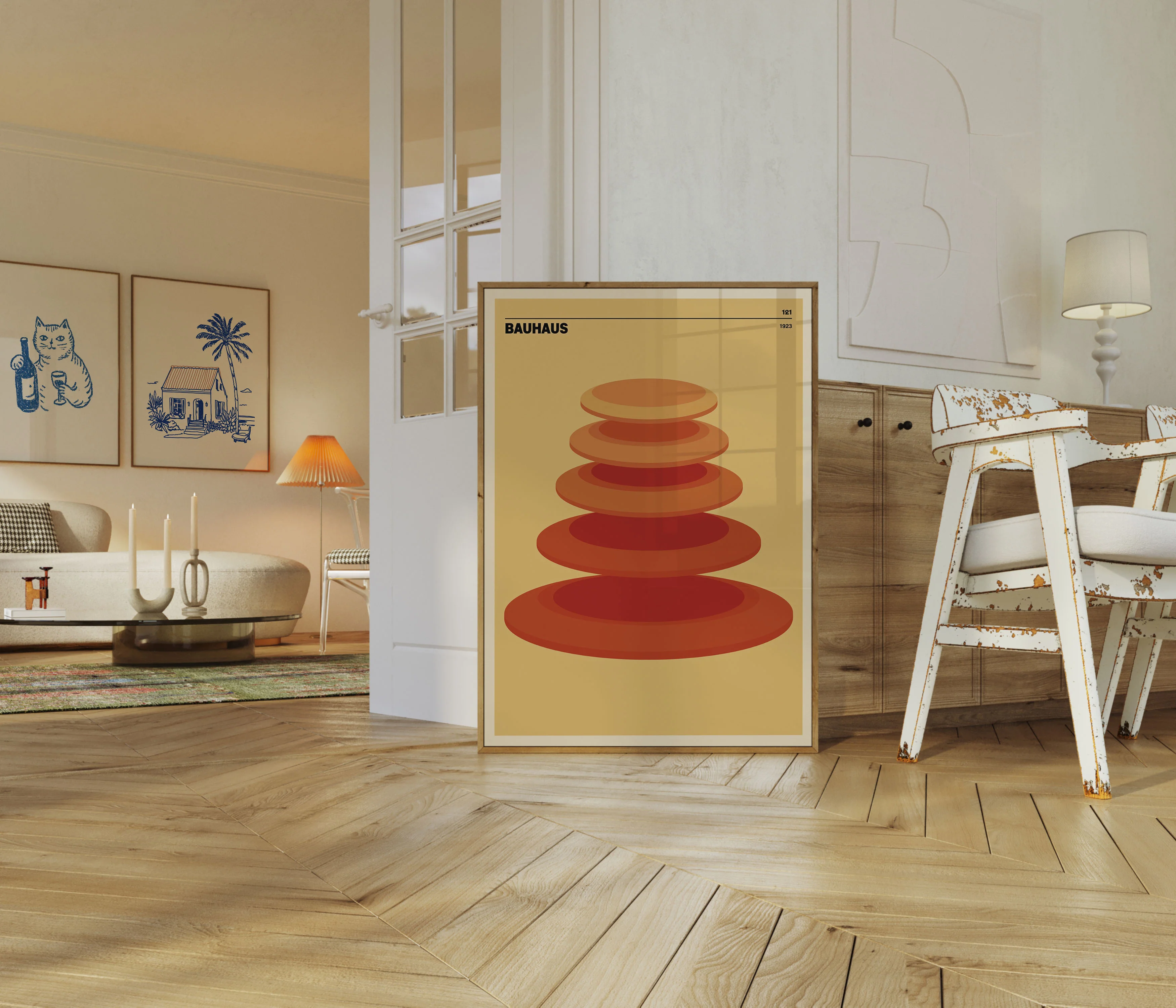 Bauhaus Geometric Stacked Circles Poster - Image 5