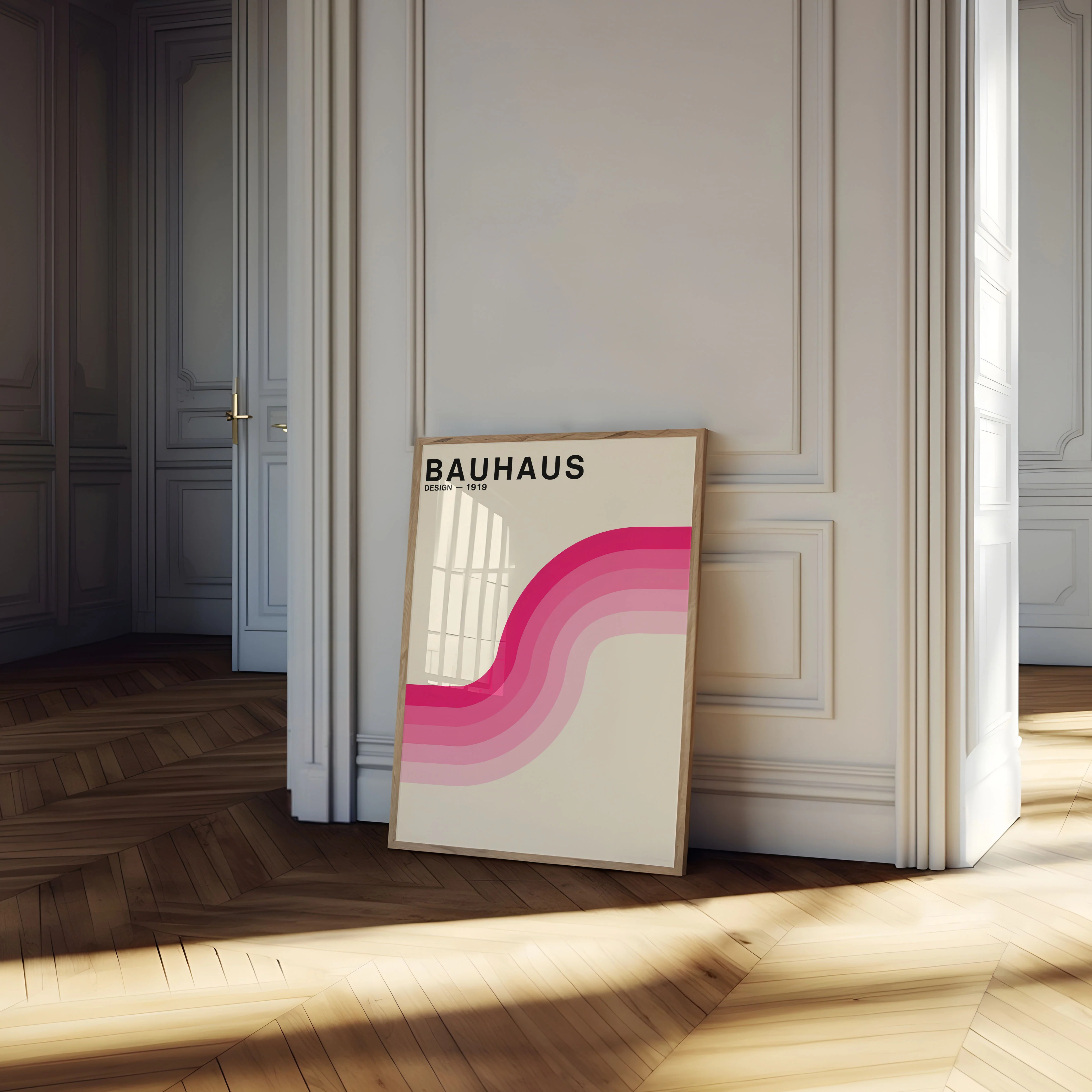Bauhaus Pink Wave Design Poster - Image 4