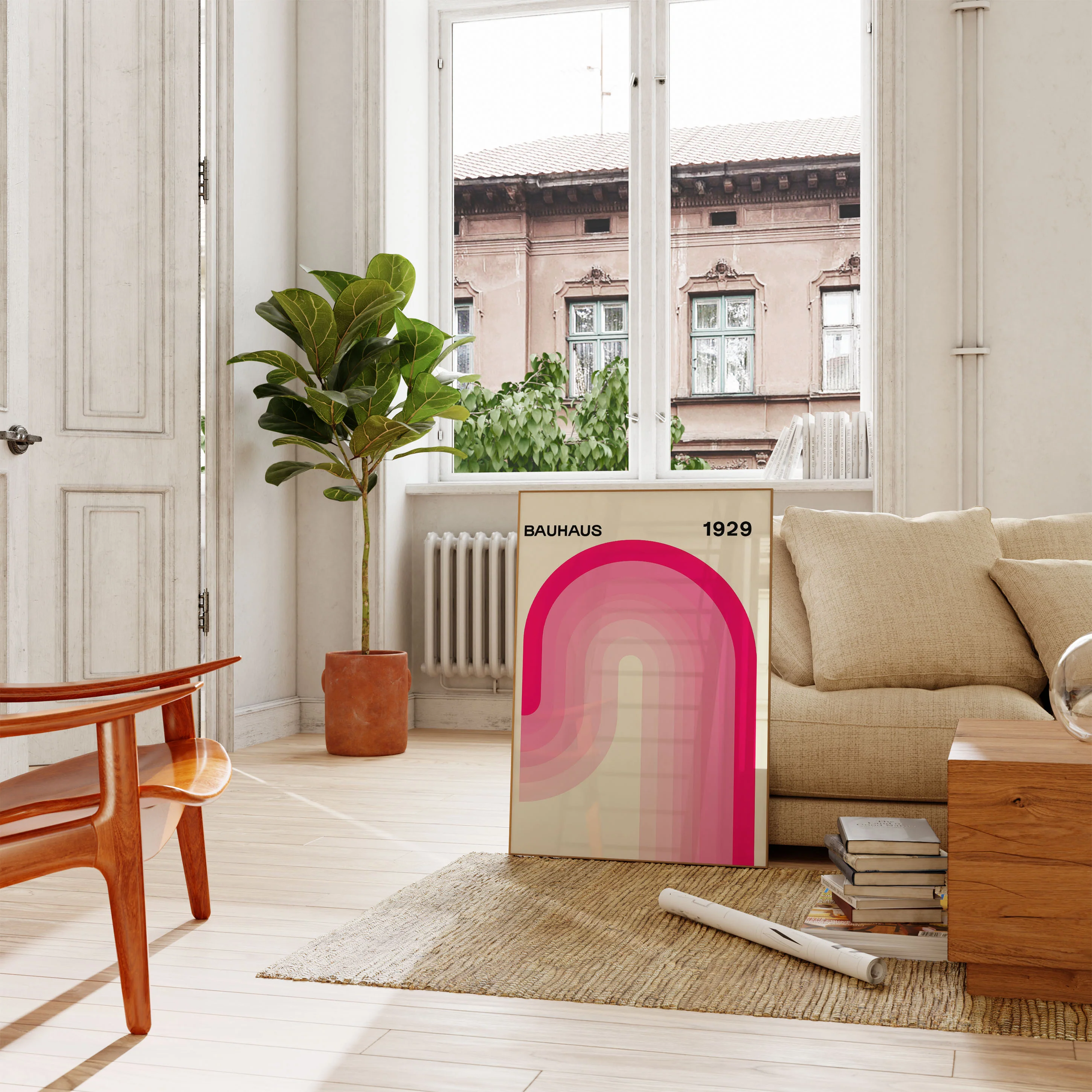 Bauhaus Pink Wave Poster - Image 2