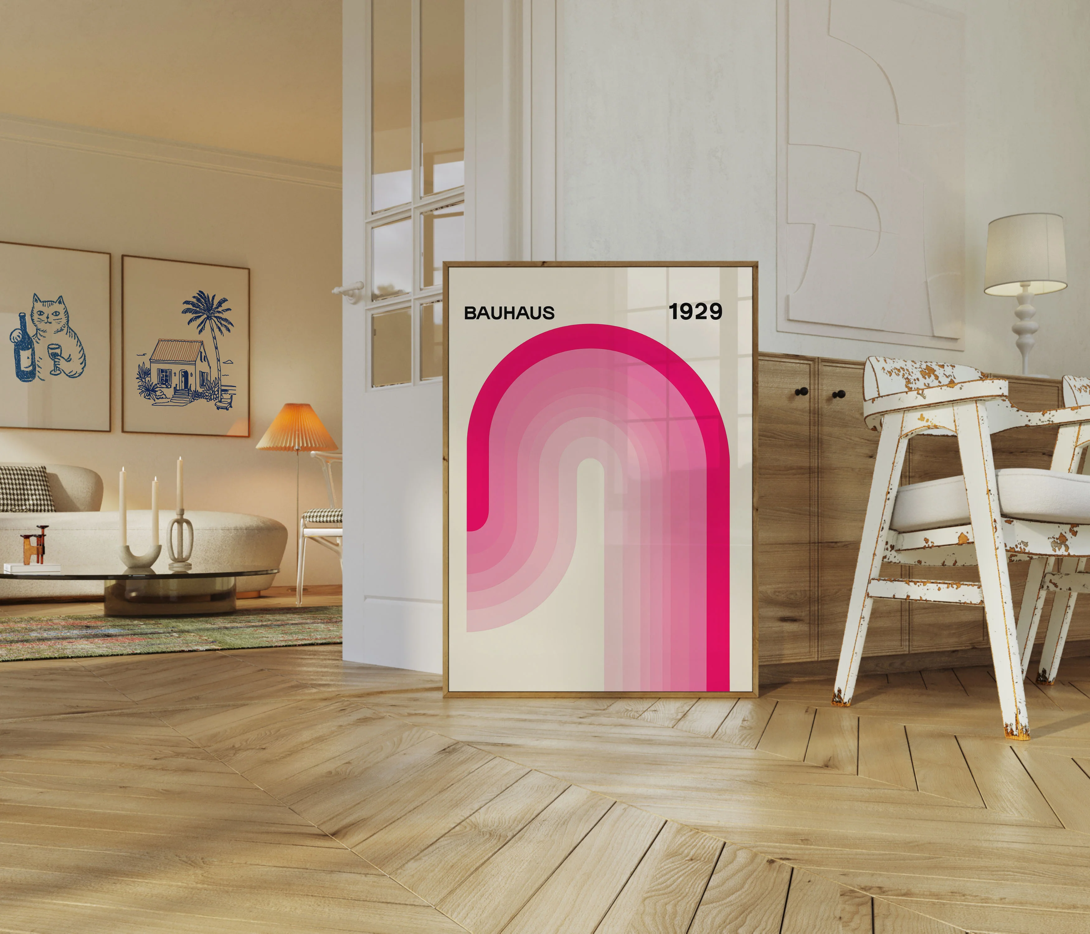 Bauhaus Pink Wave Poster - Image 5