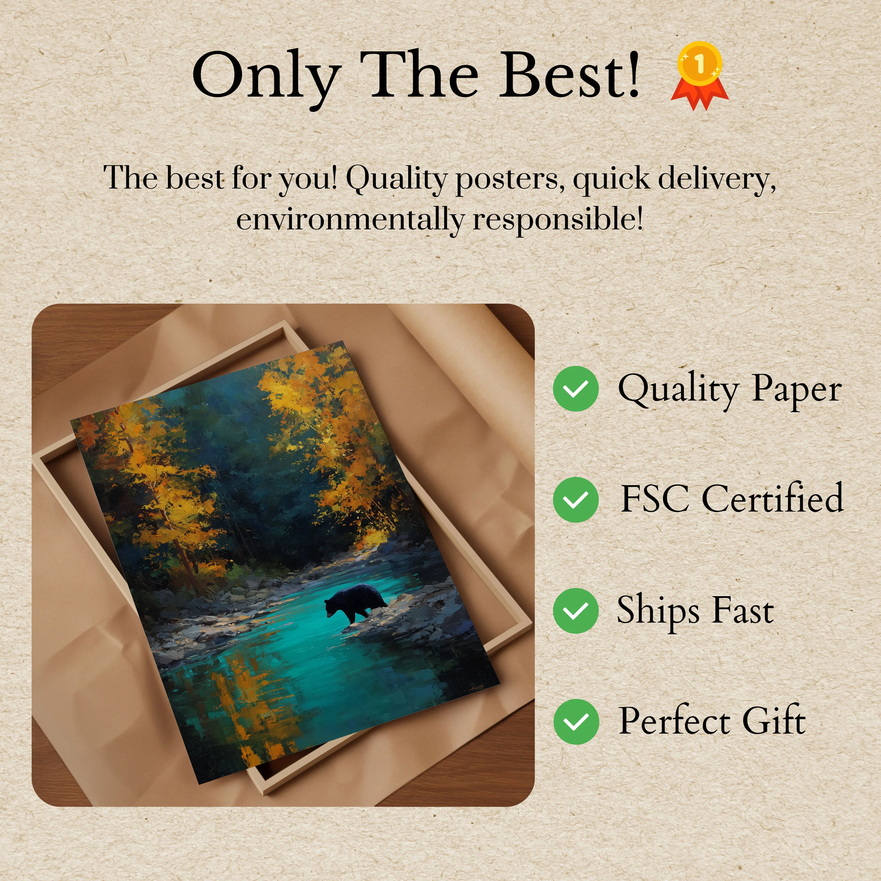 Bear by Turquoise Stream Poster - Image 3