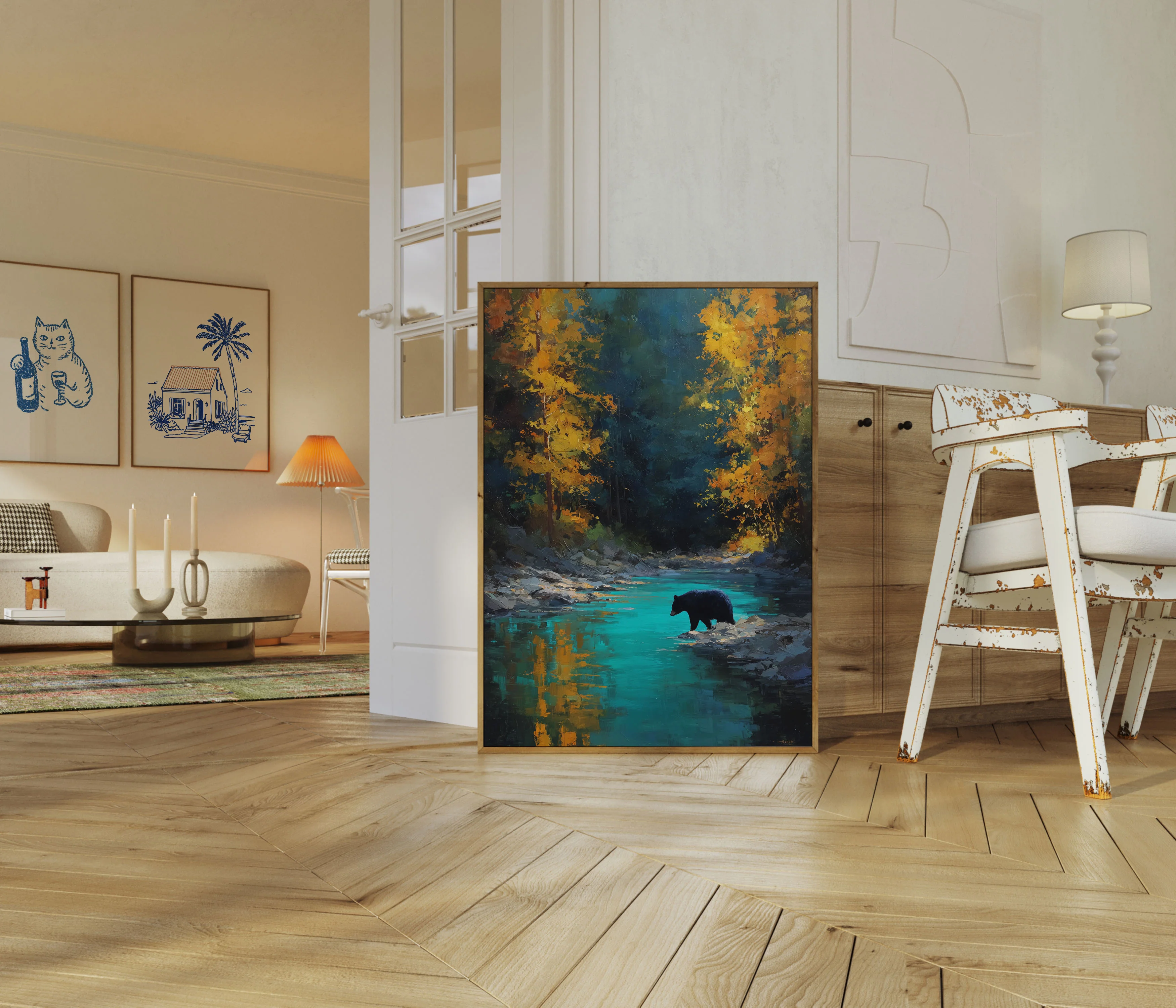 Bear by Turquoise Stream Poster - Image 5