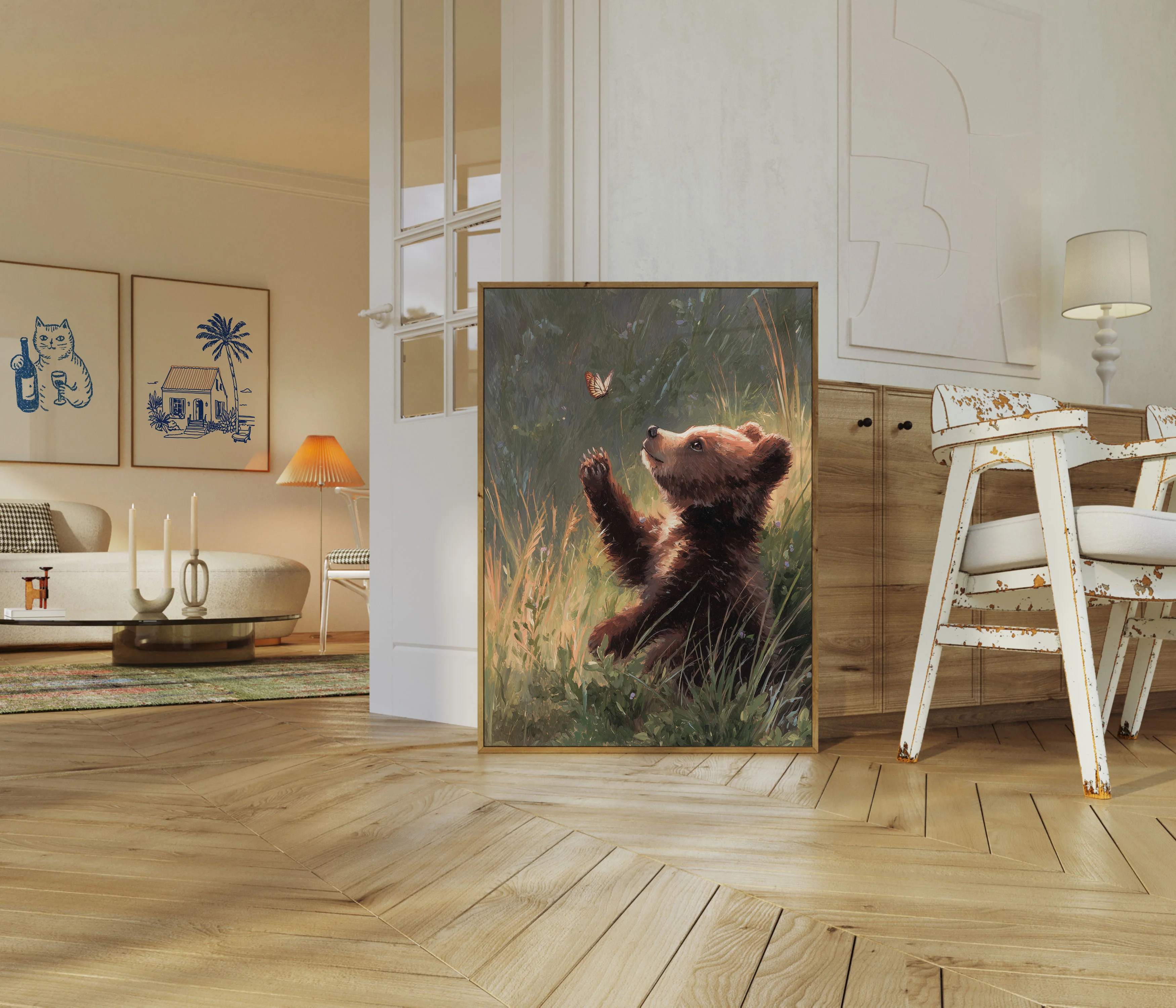 Bear Chasing Butterfly Poster - Image 5
