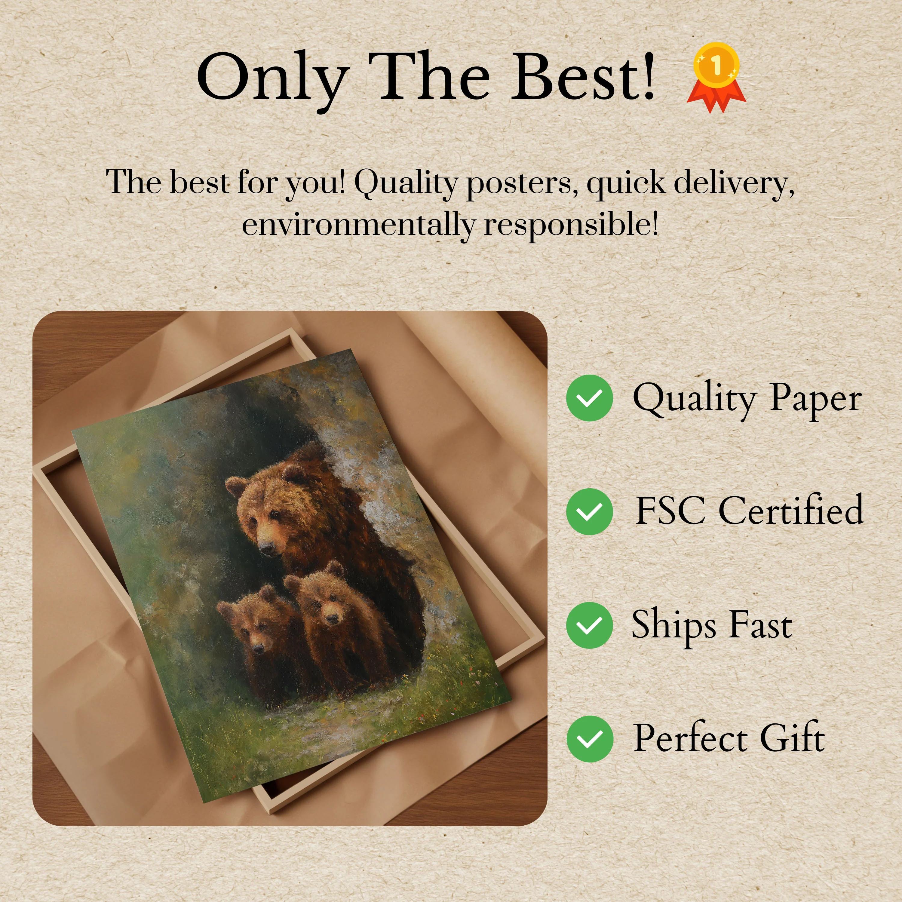 Bear Family in Nature Poster - Image 3