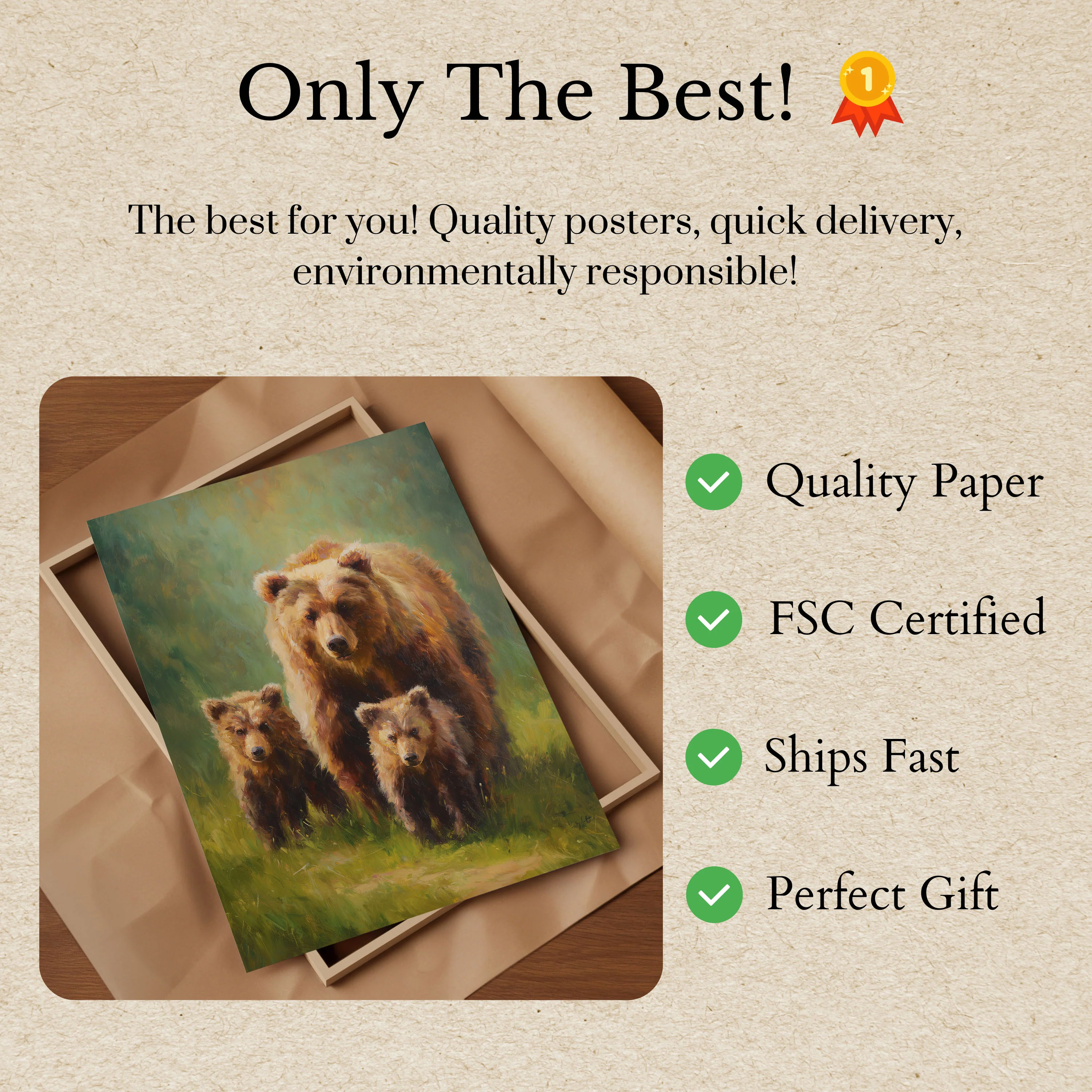 Bear Family in Nature Poster - Image 3