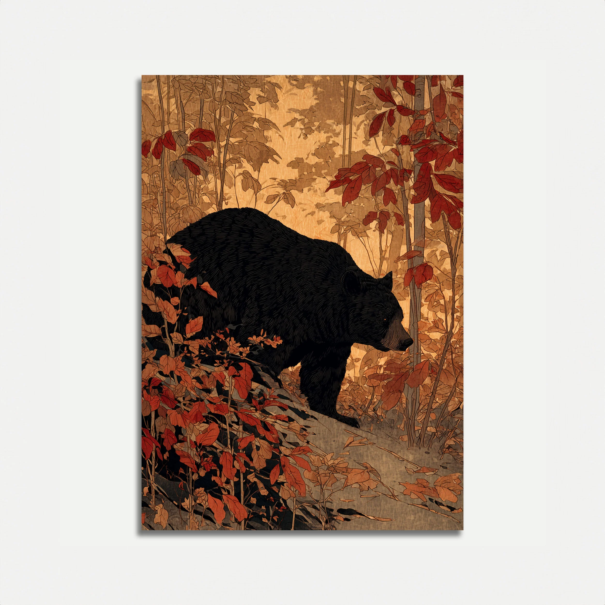Bear in Autumn Forest Poster