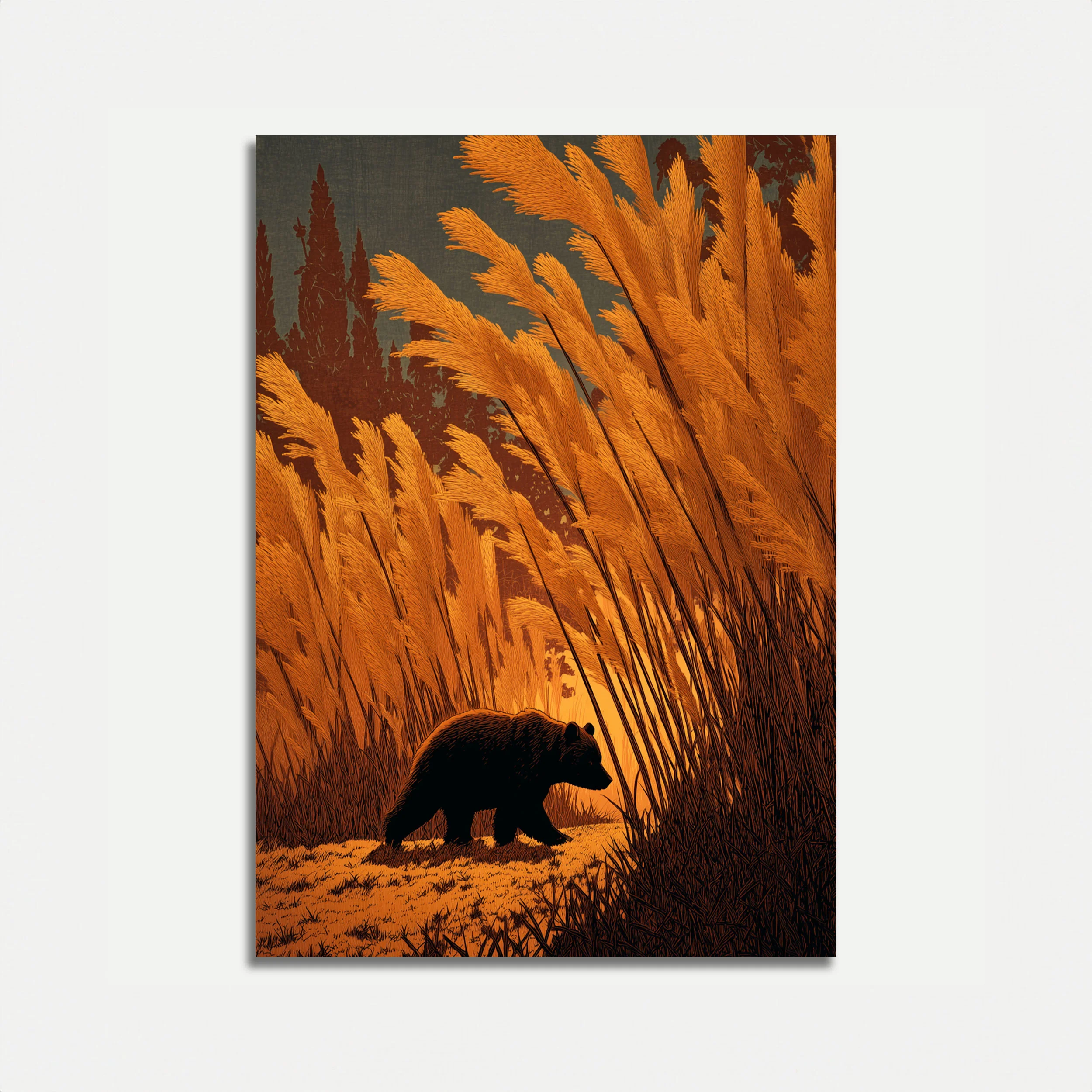Bear in Golden Reeds Poster