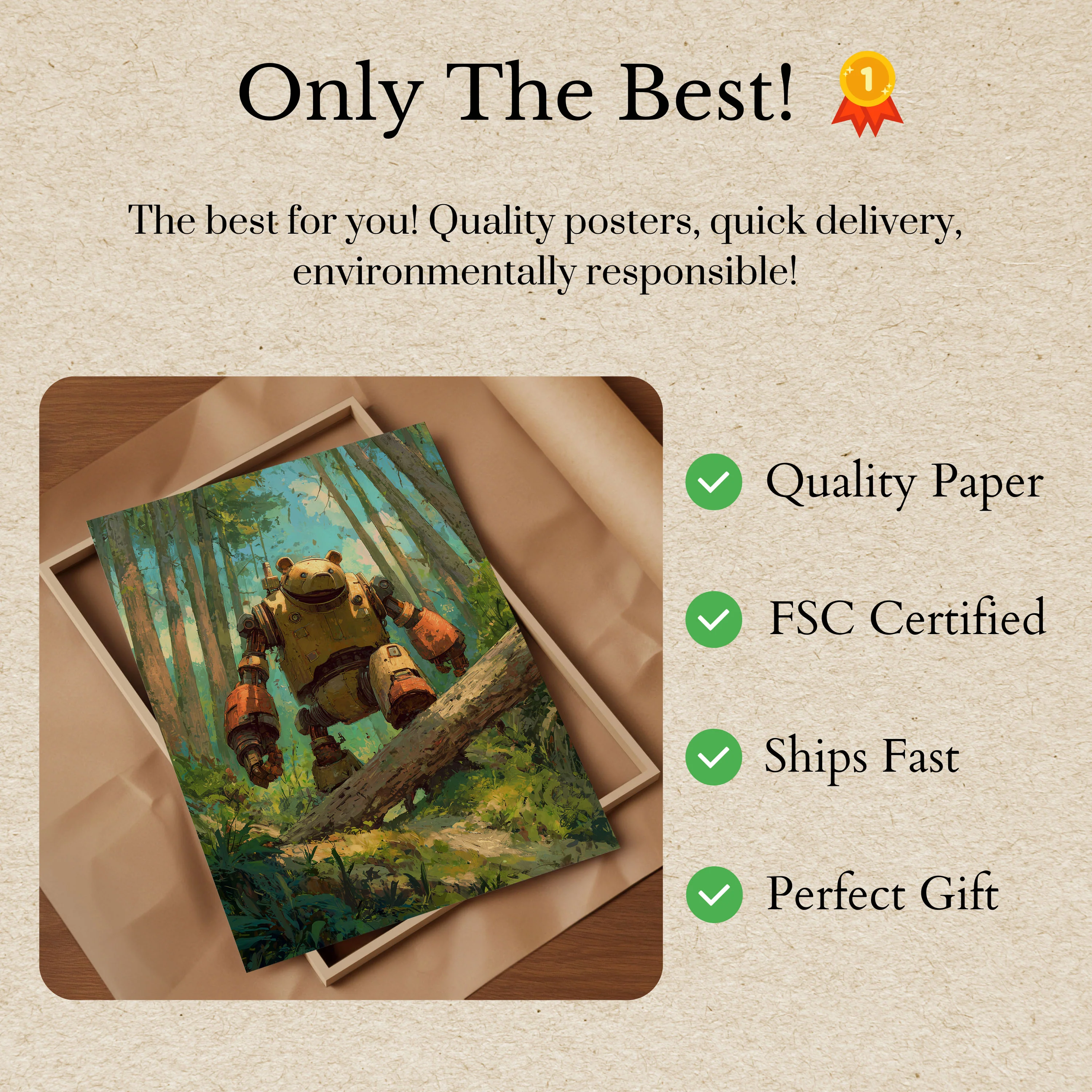 Bear Robot in Forest Poster - Image 3