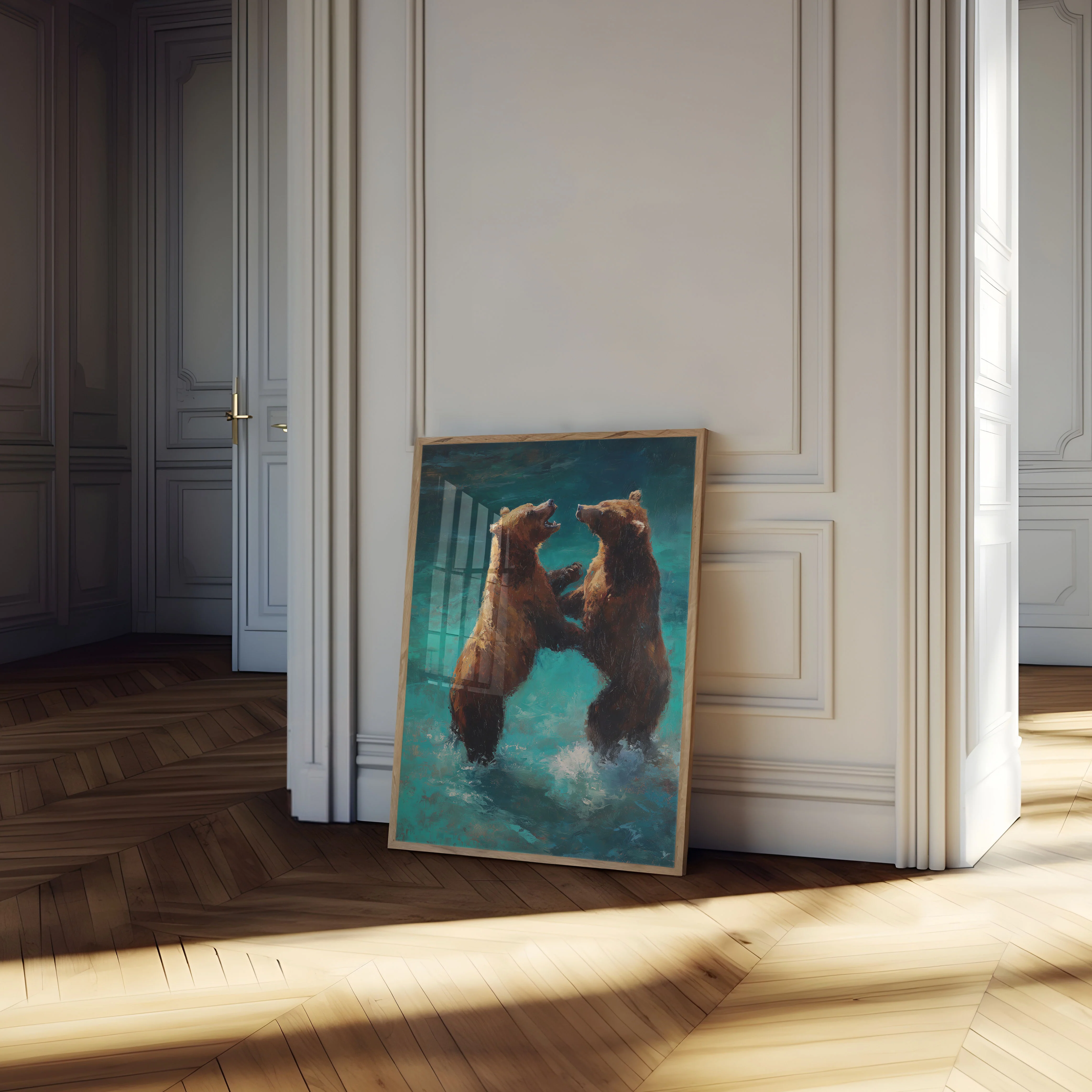 Bears Playing in Turquoise Water Poster - Image 4