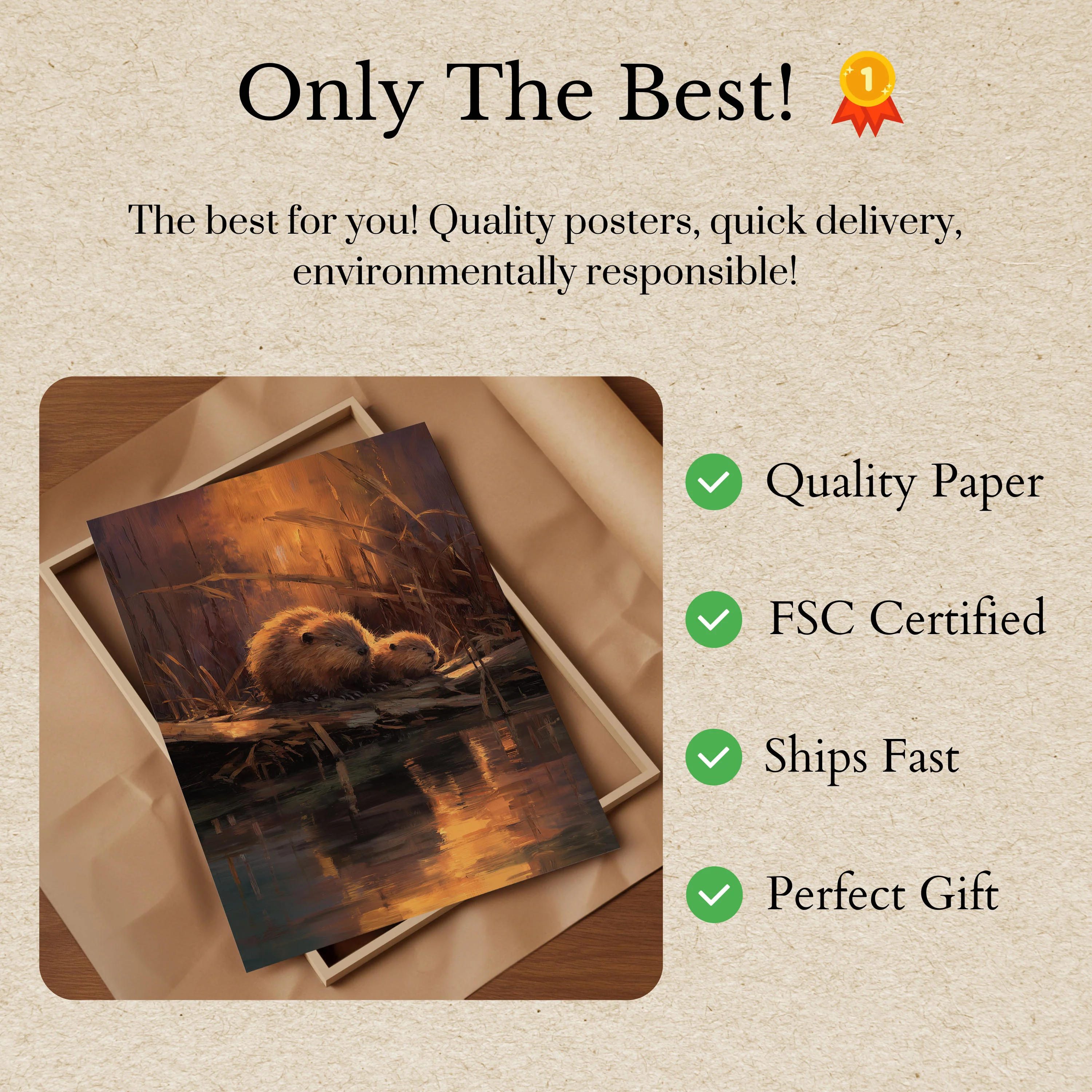 Beavers by Golden Sunset Poster - Image 3
