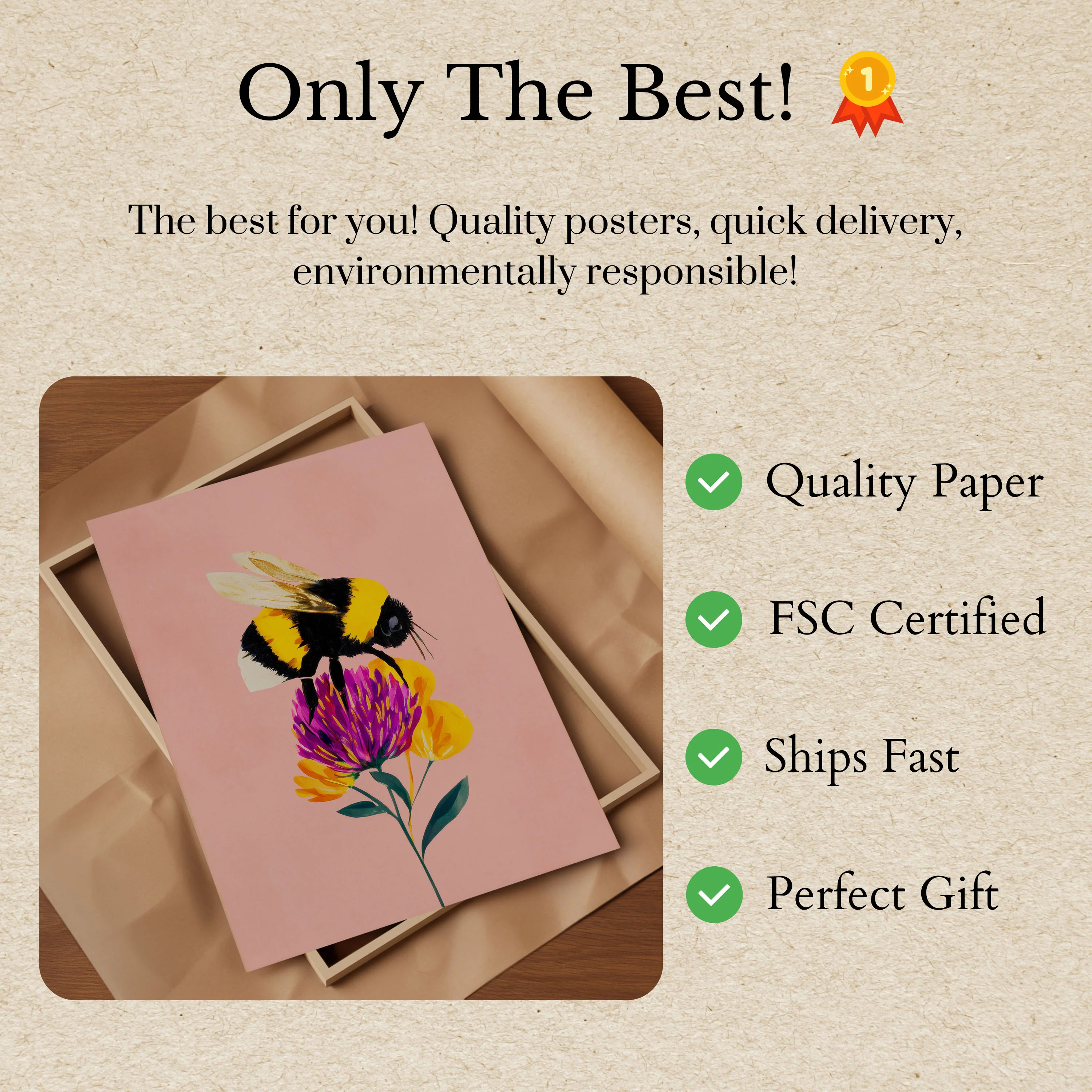 Bee on Flower Poster - Image 3