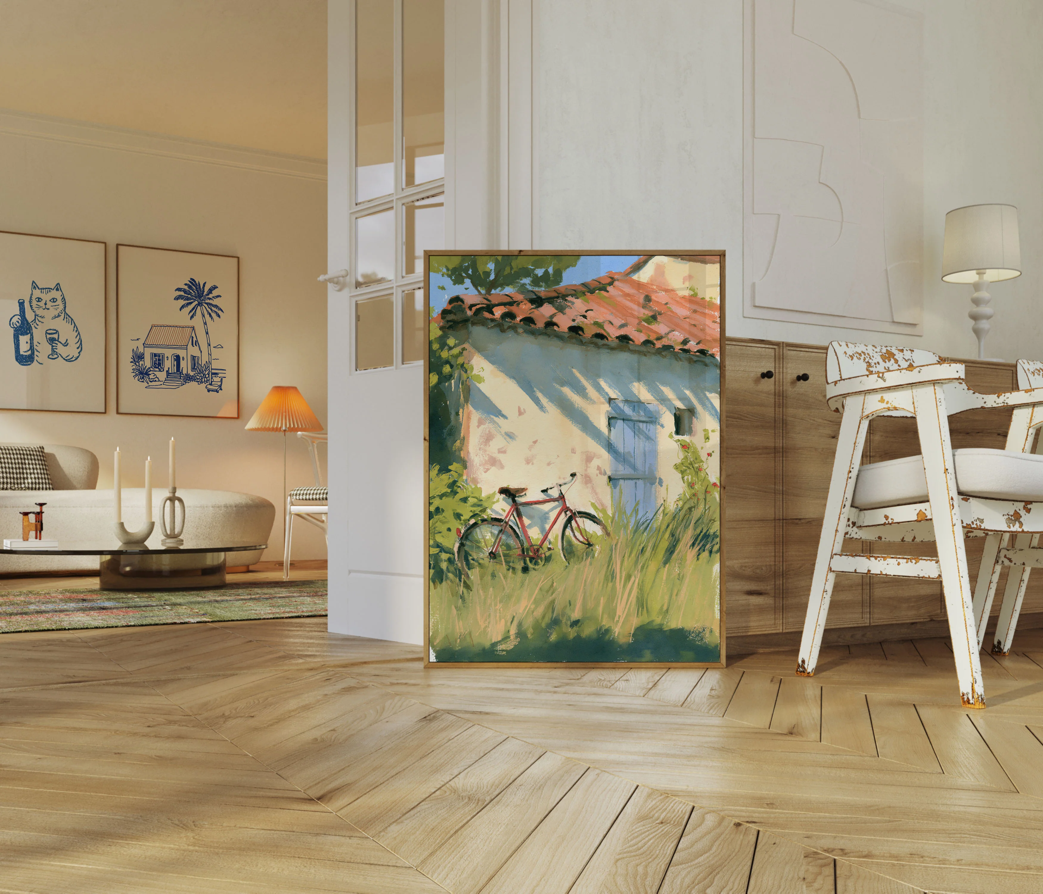 Bicycle by Countryside Cottage Poster - Image 5