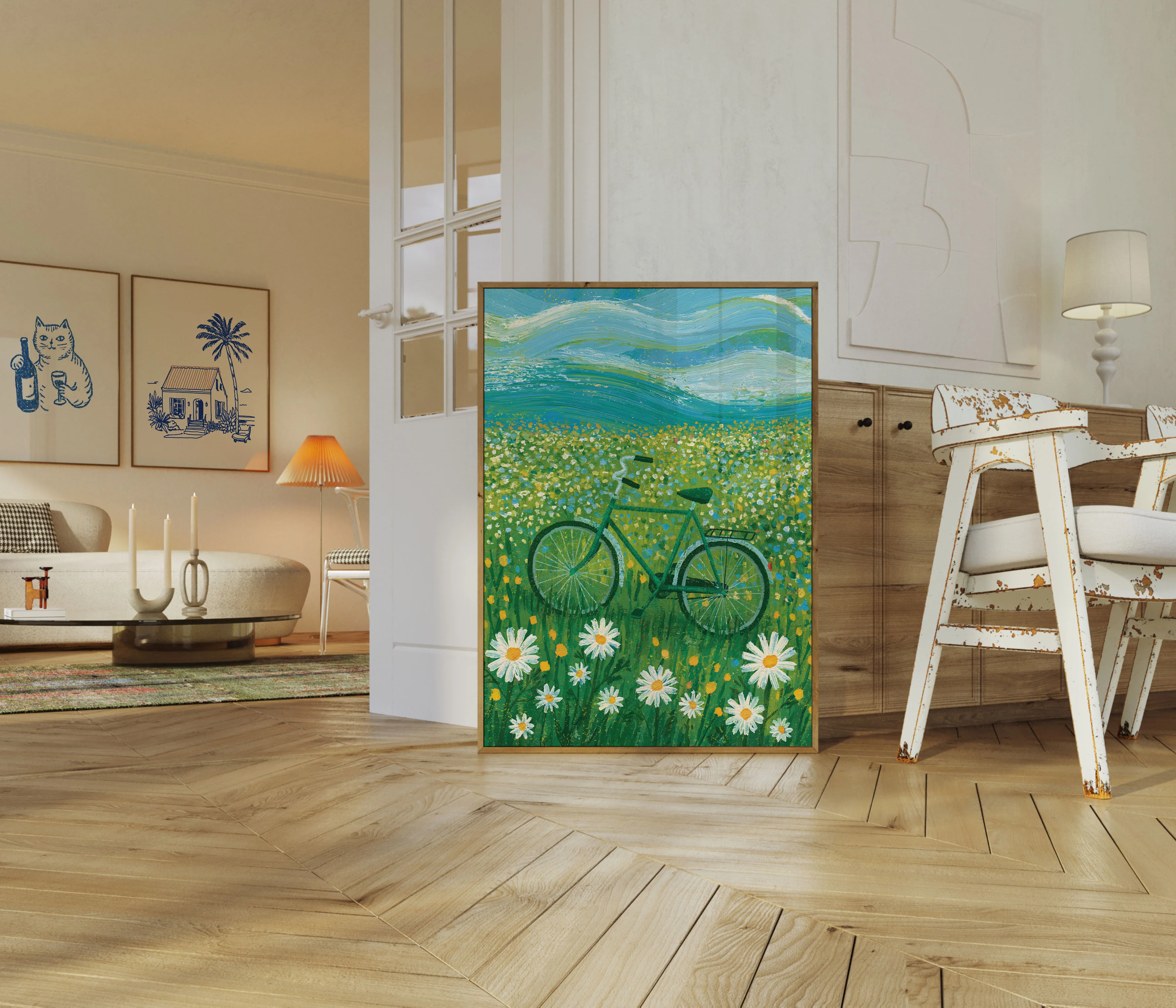 Bicycle in Wildflower Meadow Poster - Image 5