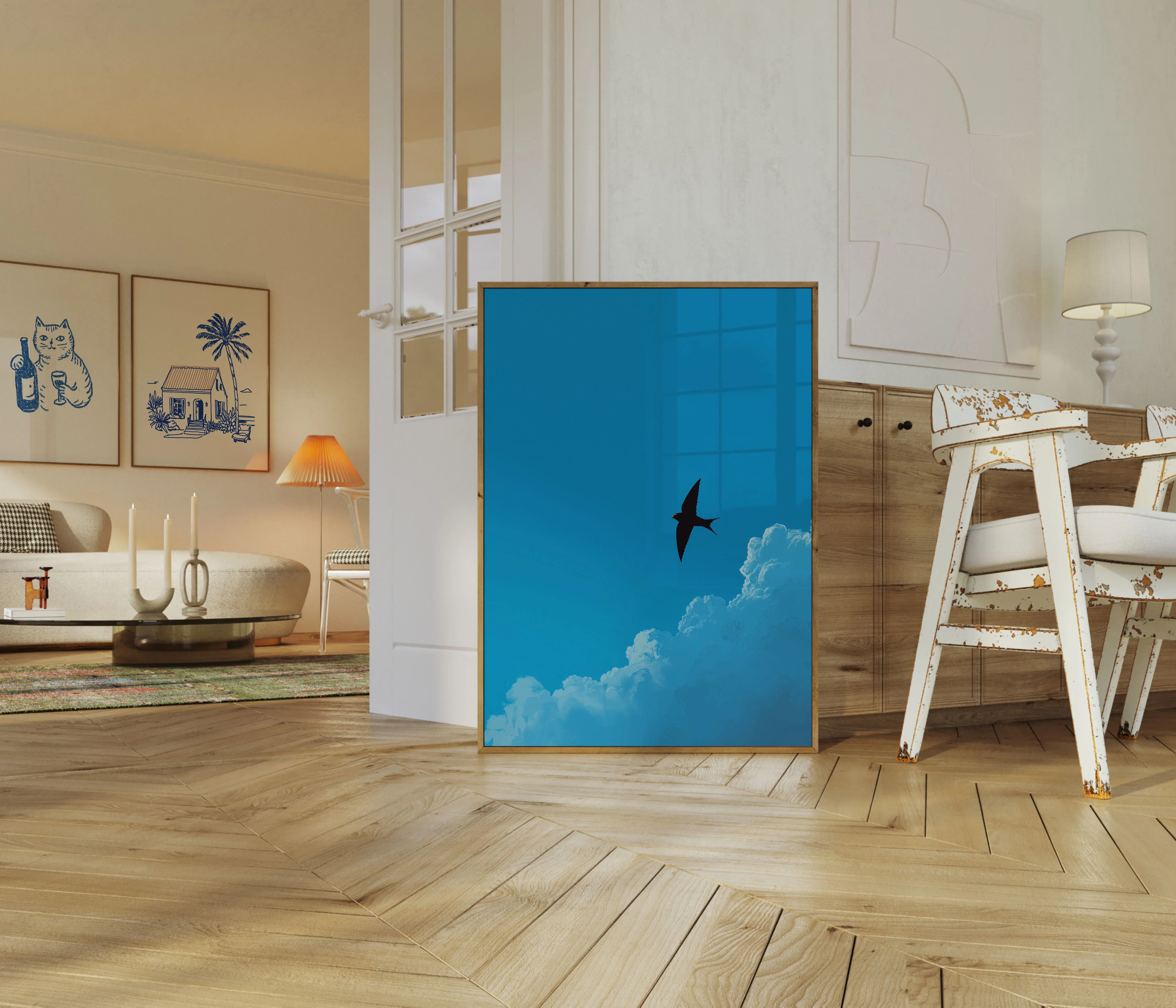Bird Flying Through Clouds Poster - Image 5