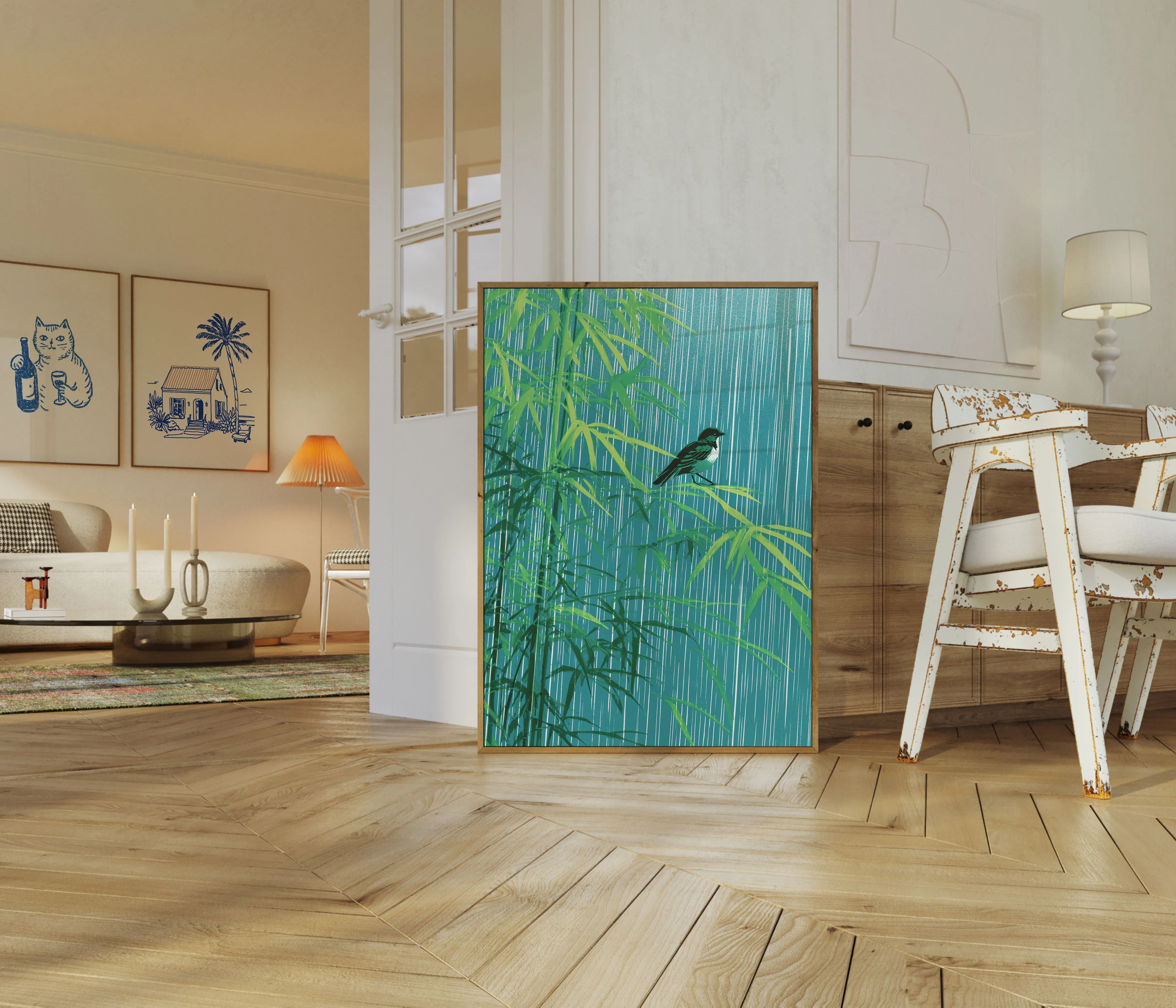 Bird on Bamboo Branch Poster - Image 5