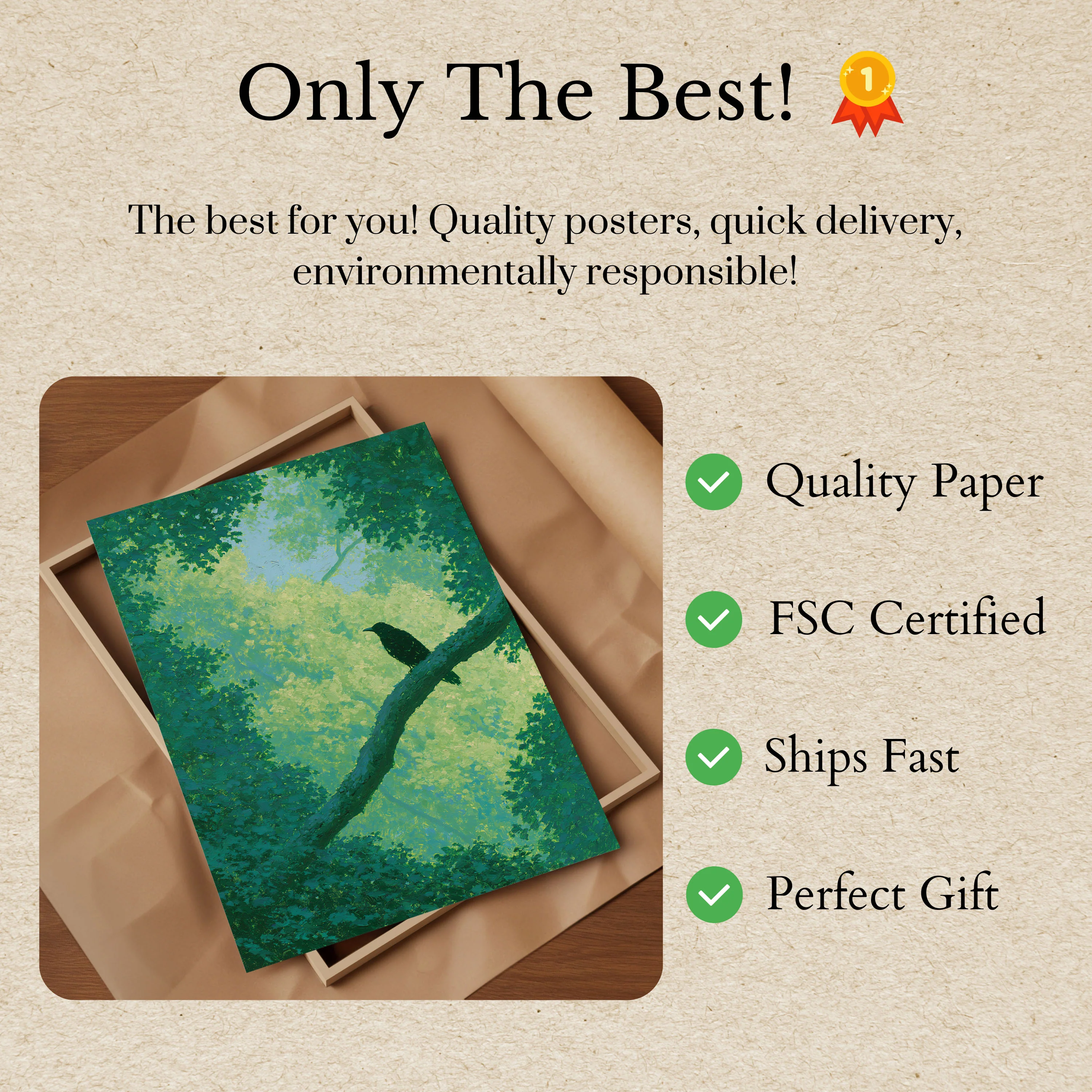 Bird on Branch Canopy Poster - Image 3