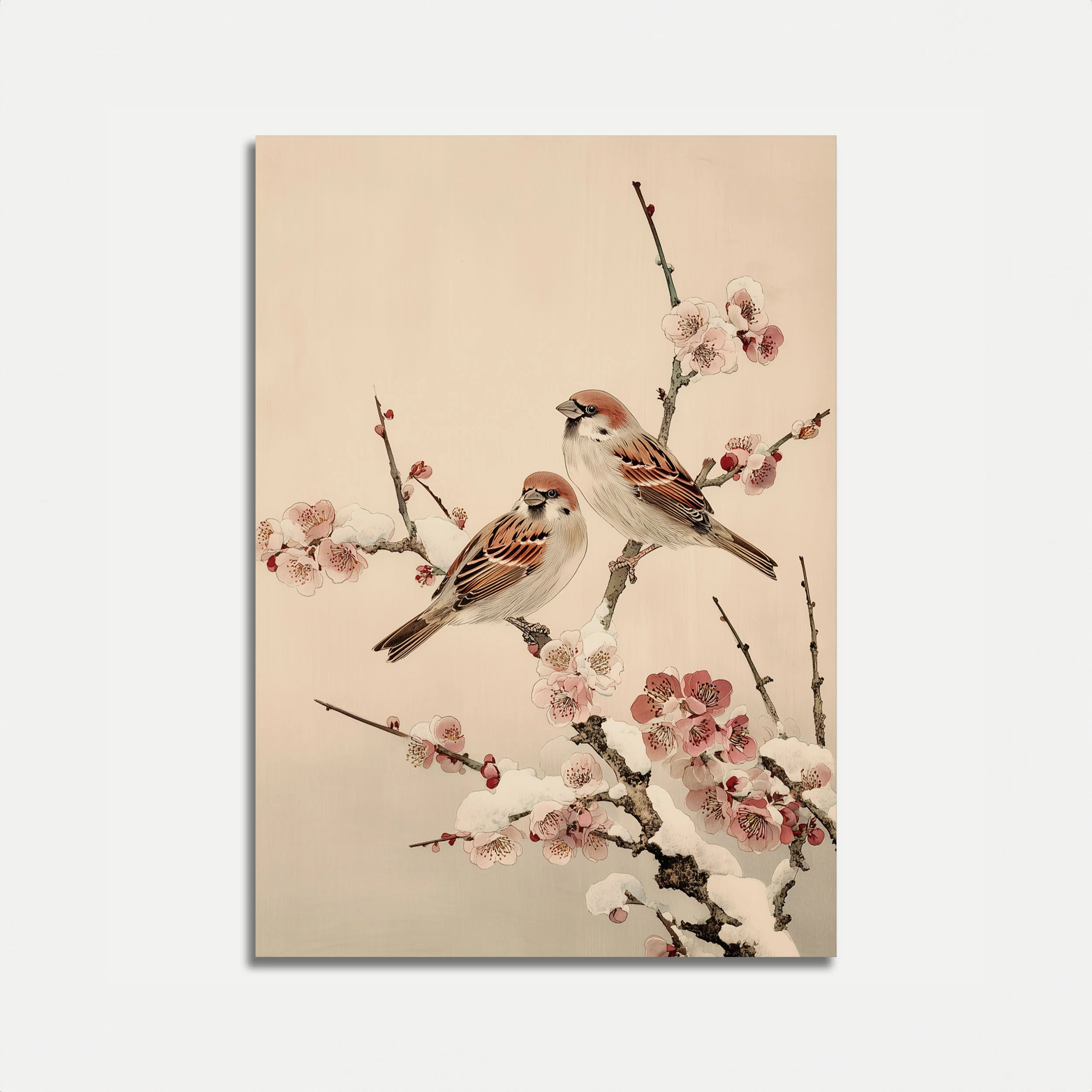 Birds Among Cherry Blossoms Poster