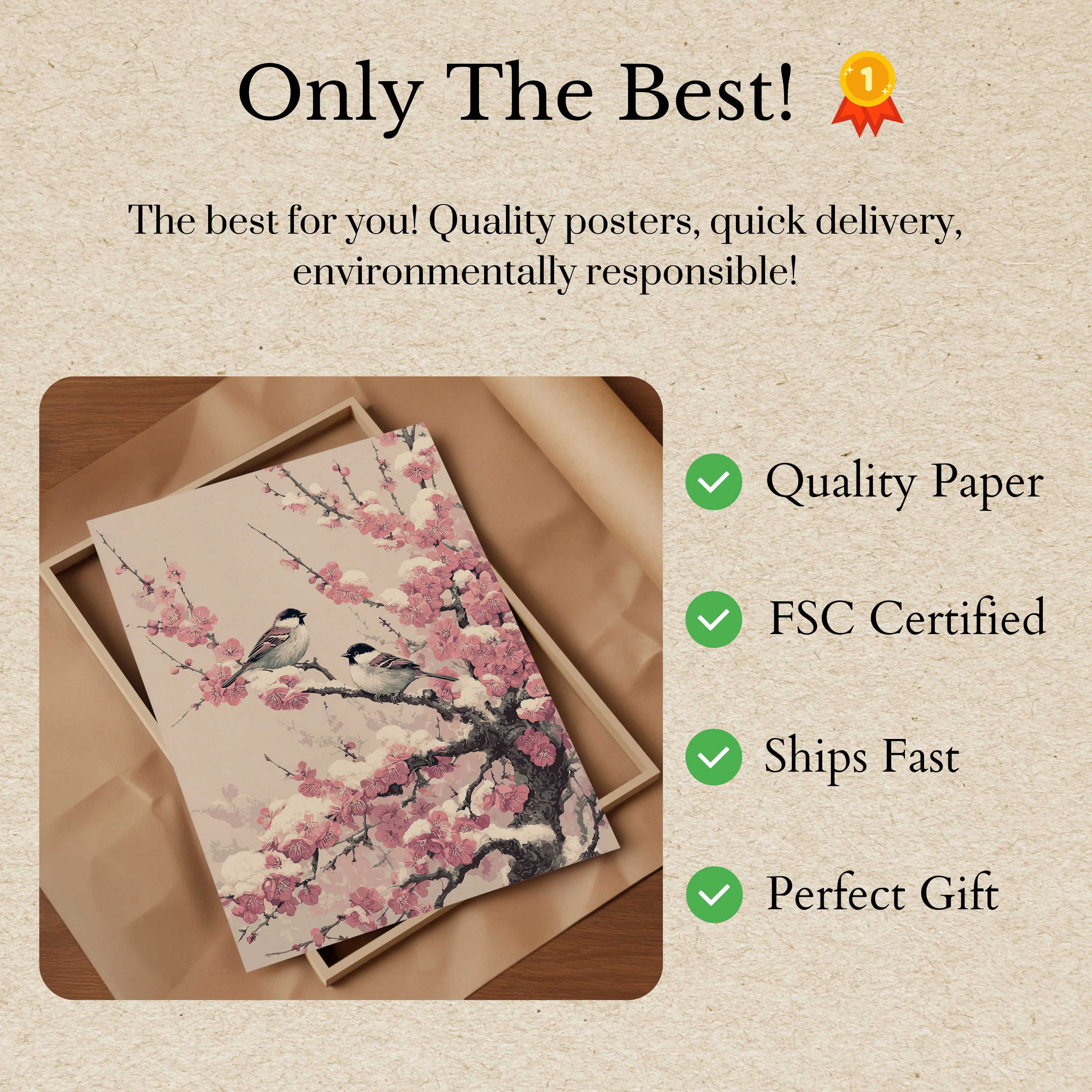 Birds Among Cherry Blossoms Poster - Image 3