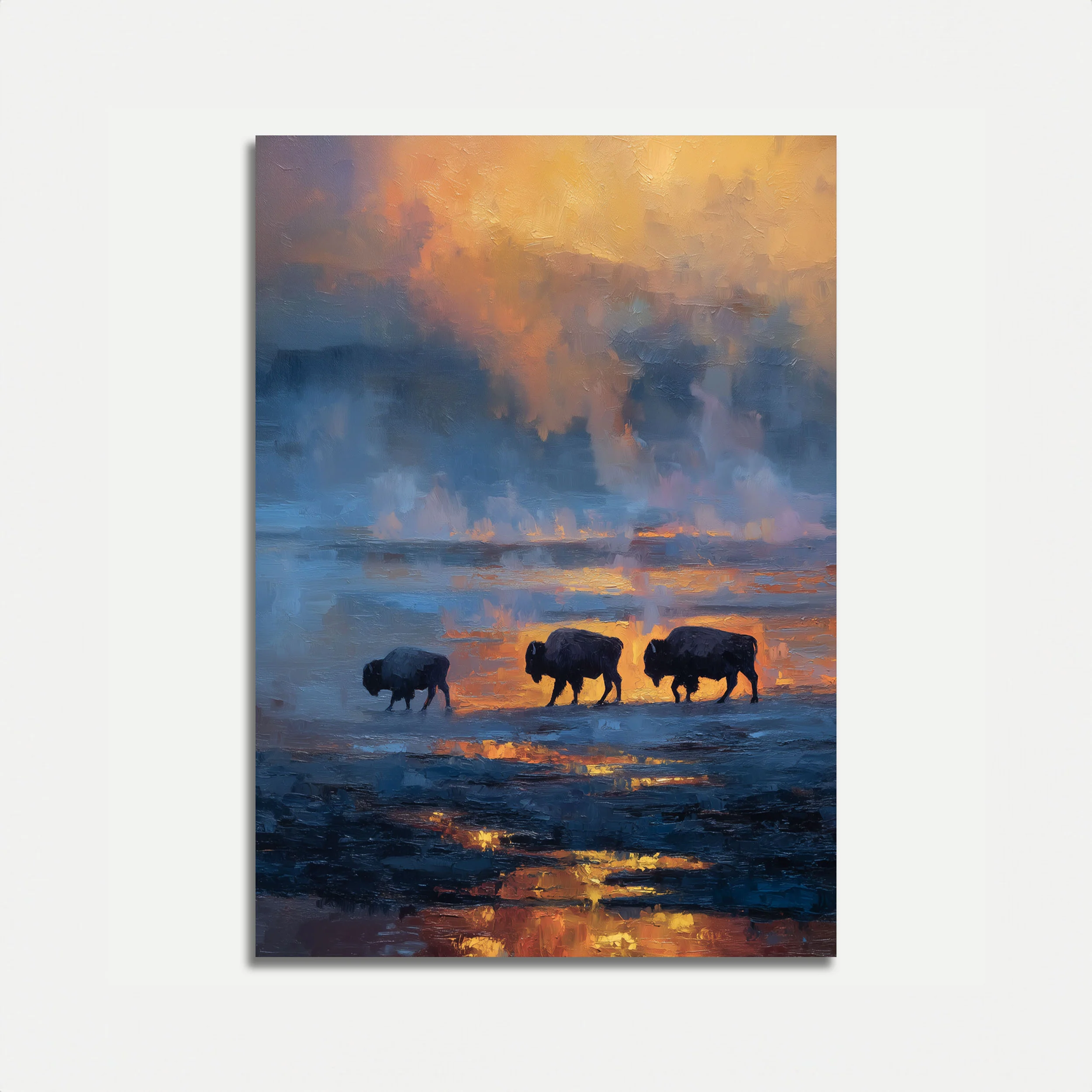 Bison Herd at Sunrise Poster