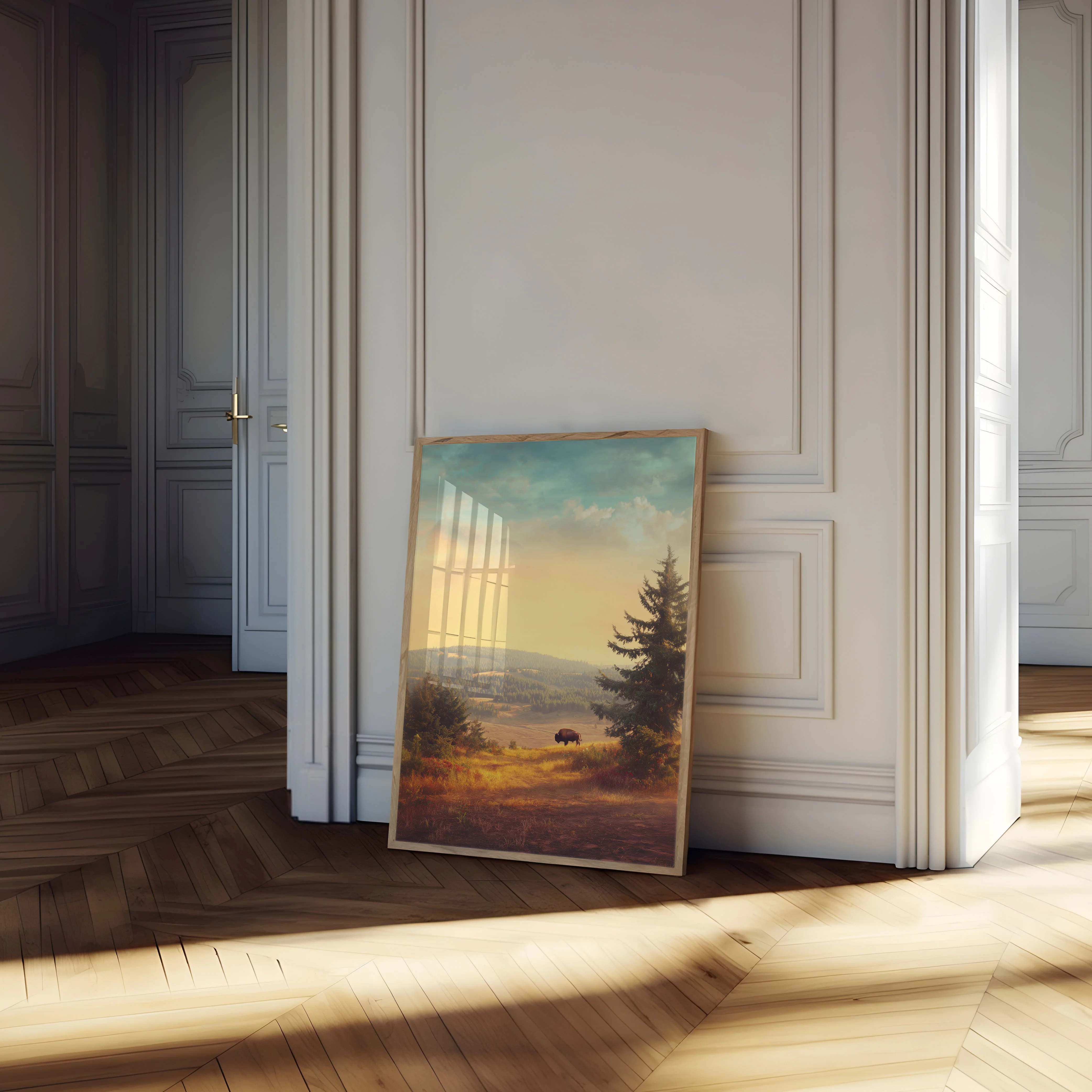 Bison in Golden Meadow Poster - Image 4