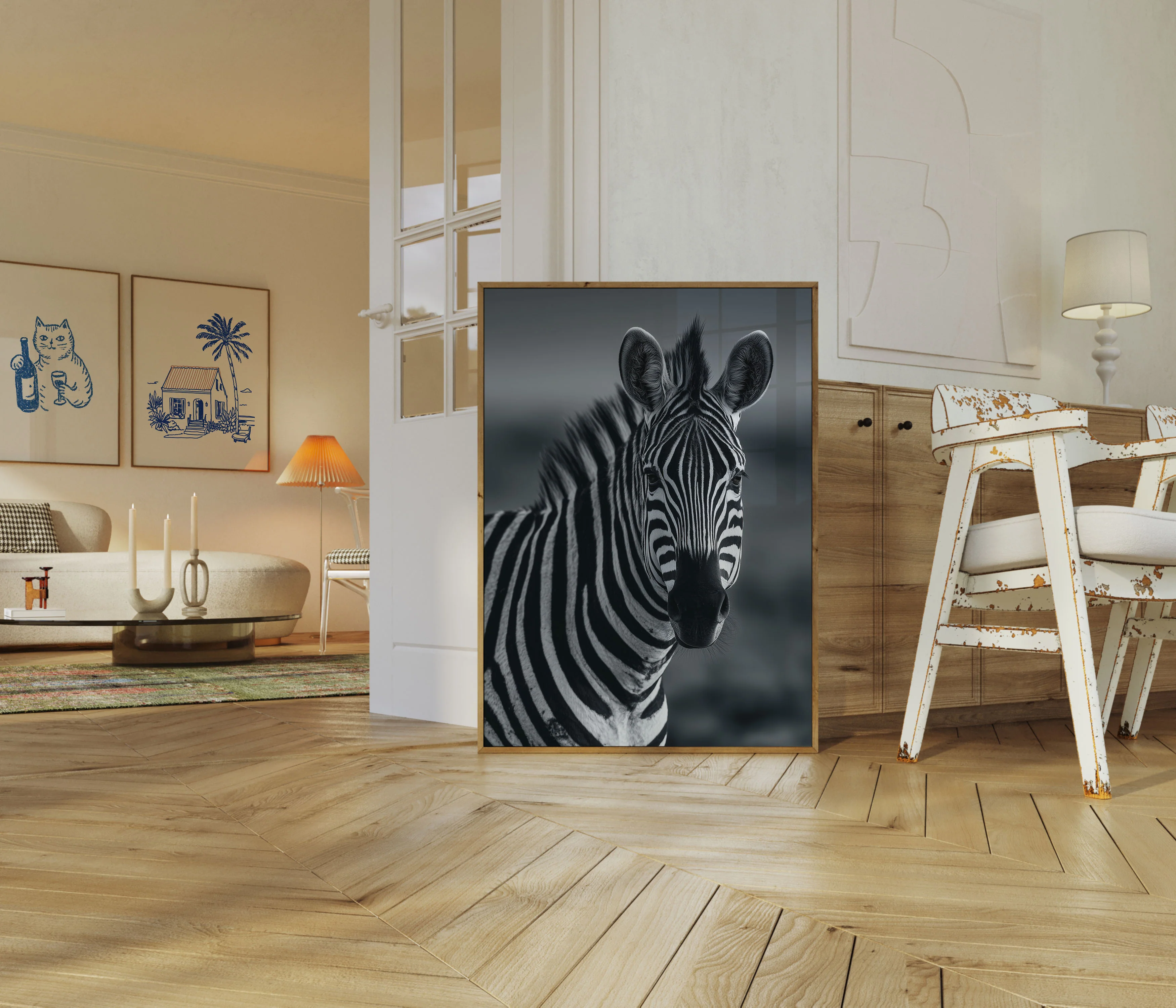 Black and White Zebra Portrait Poster - Image 5