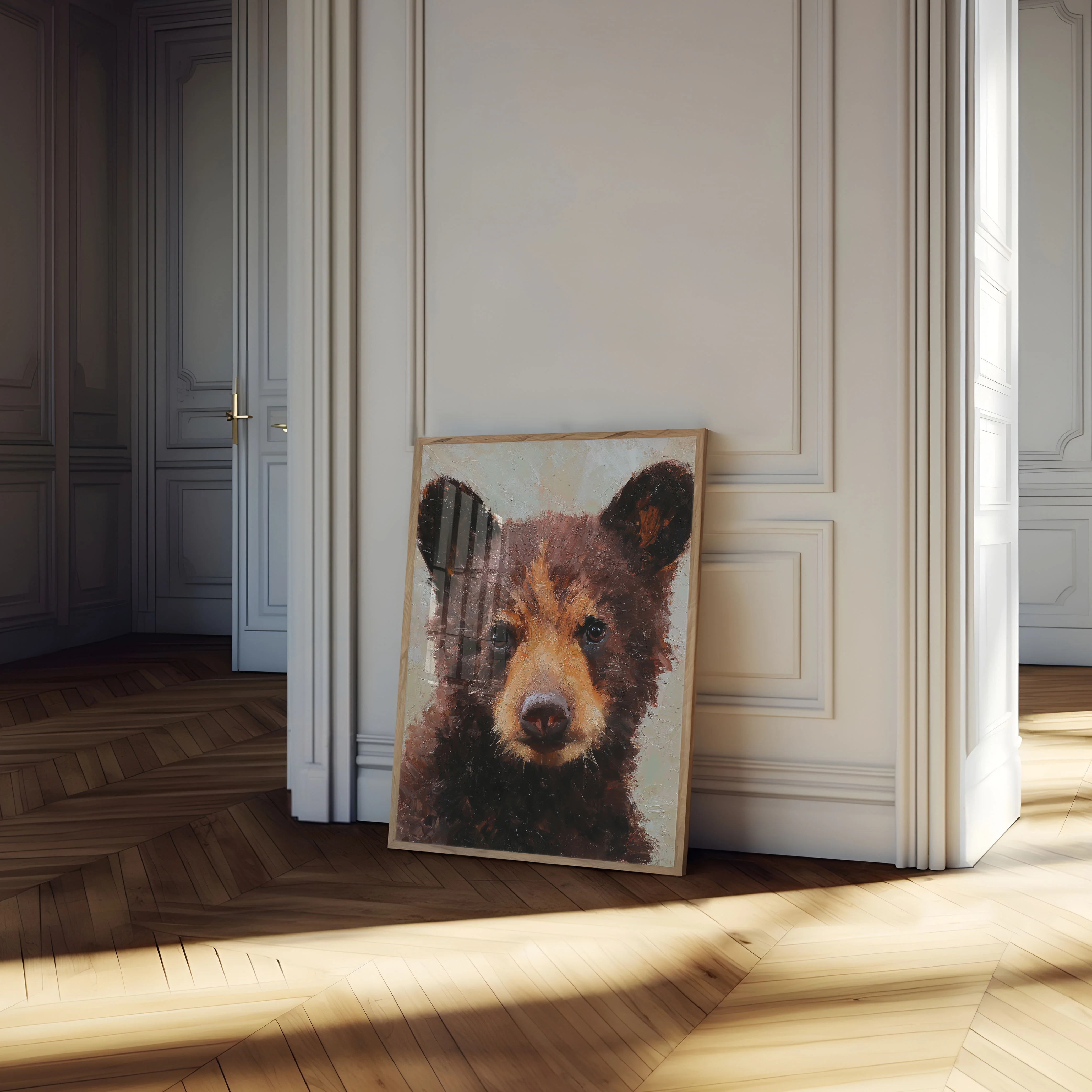 Black Bear Portrait Oil Painting Poster - Image 4