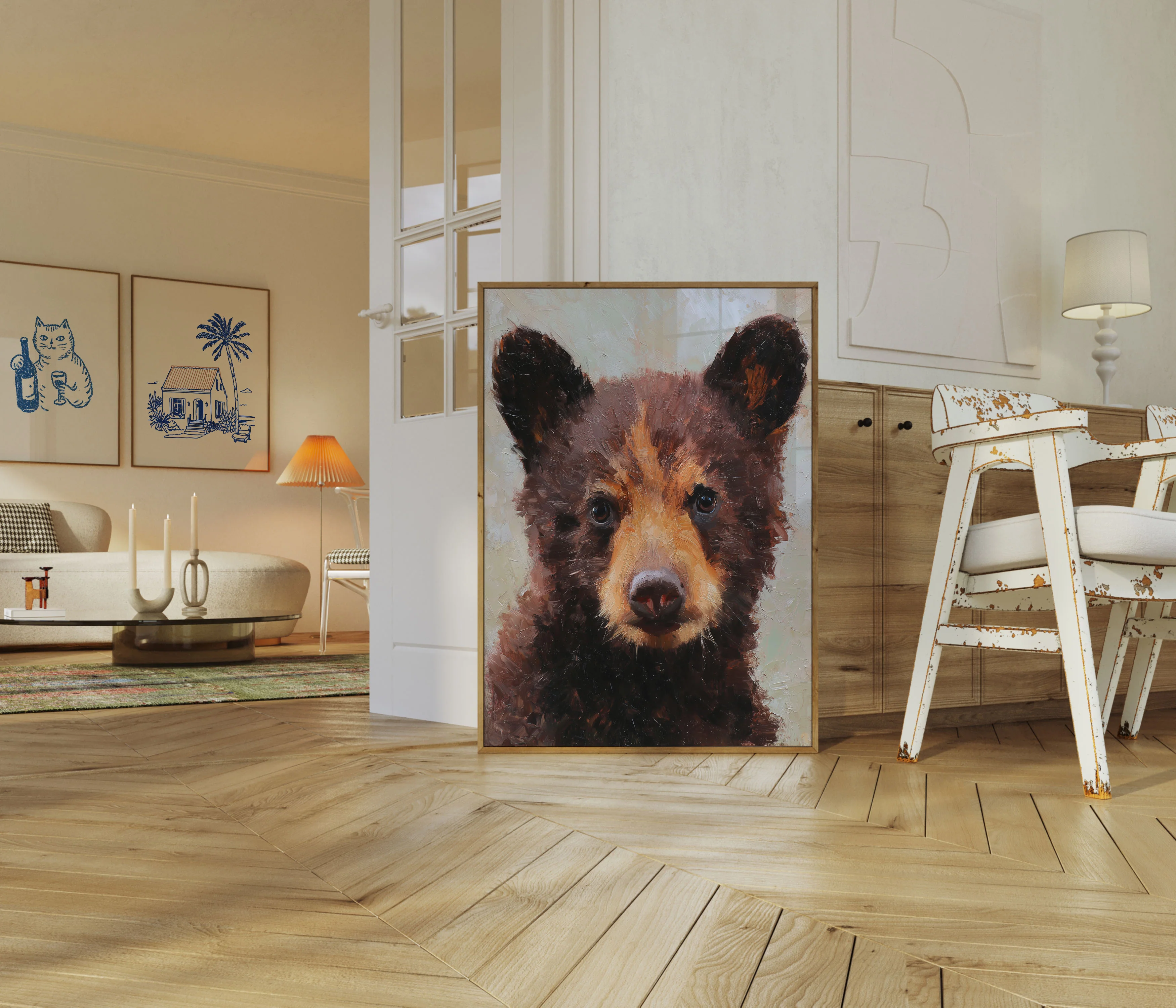 Black Bear Portrait Oil Painting Poster - Image 5
