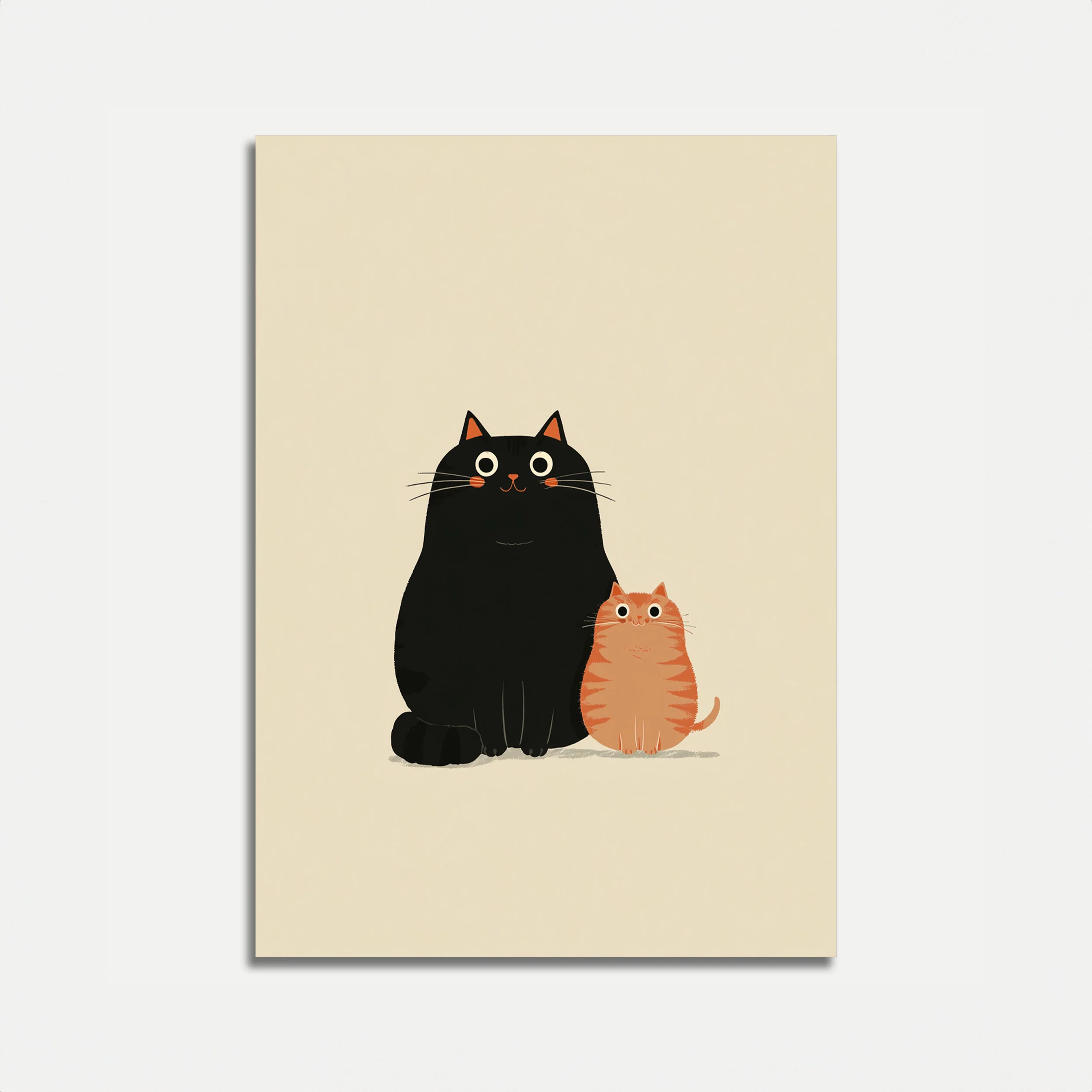 Black Cat and Orange Kitten Poster