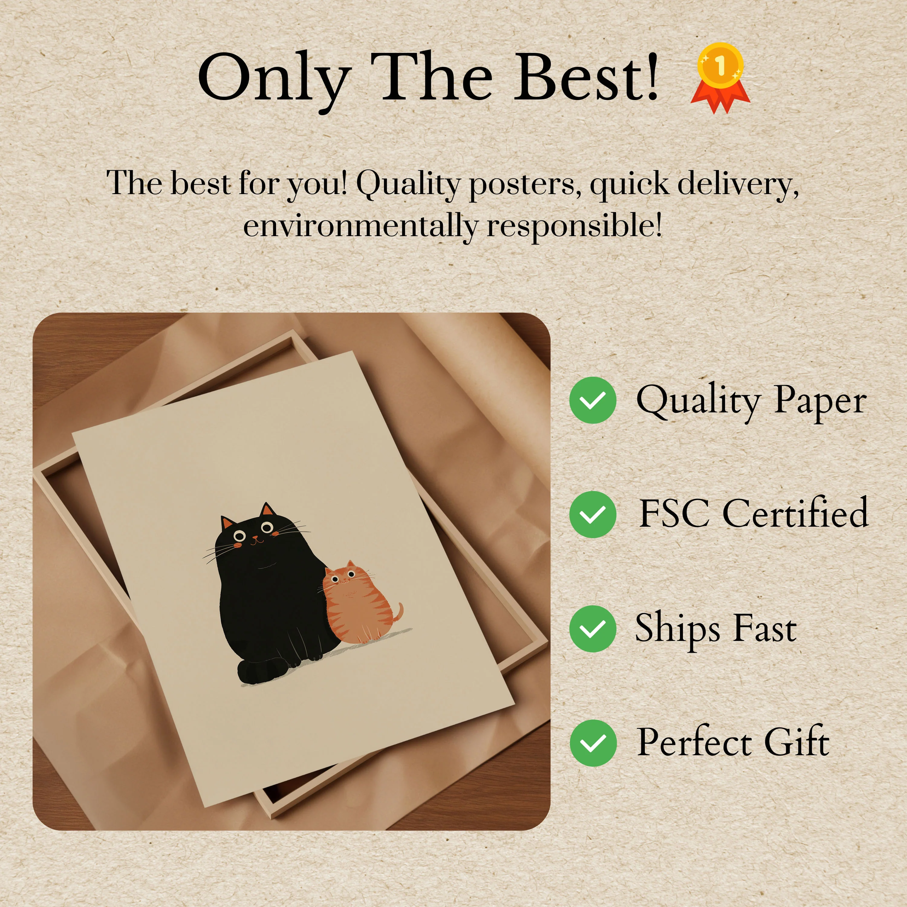 Black Cat and Orange Kitten Poster - Image 3