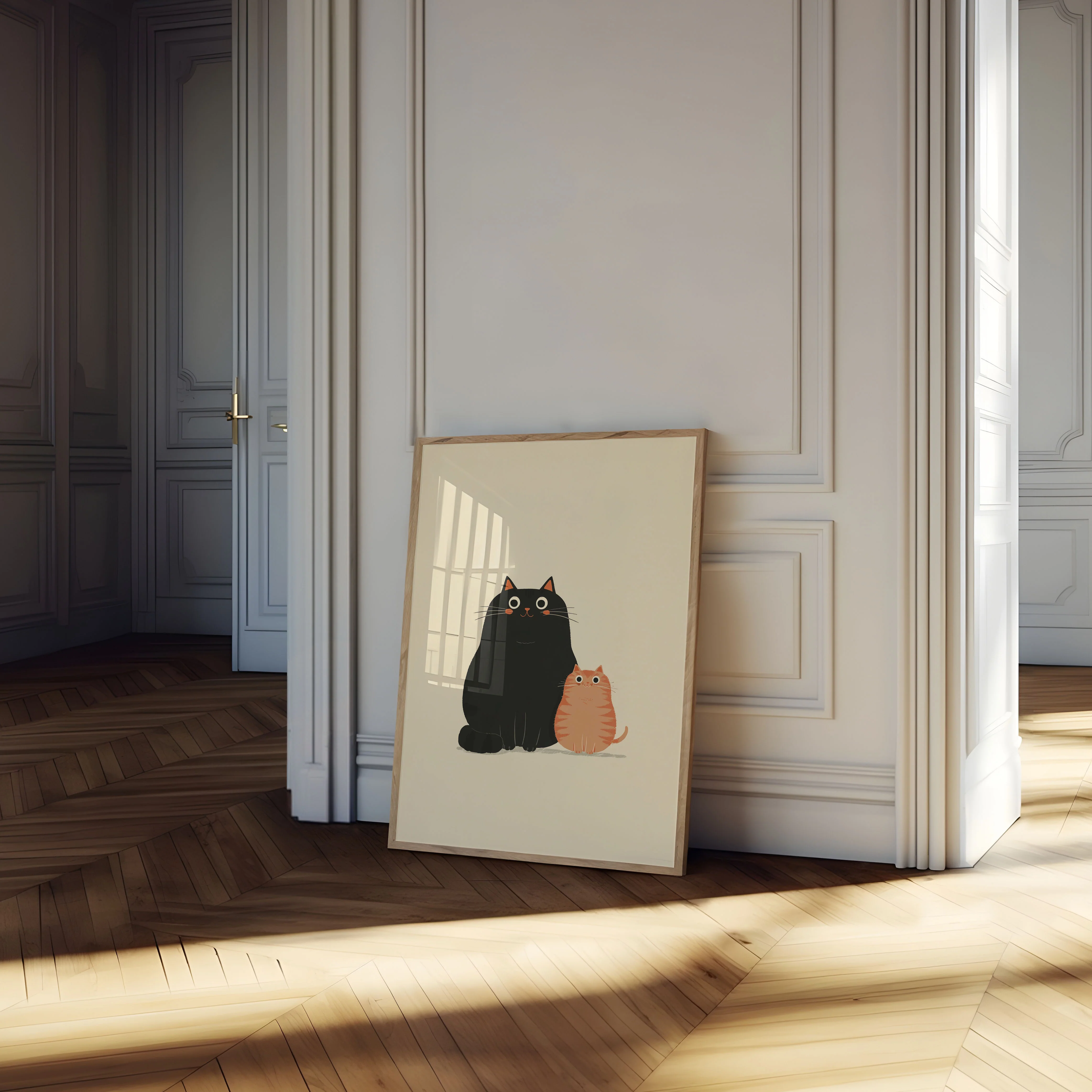 Black Cat and Orange Kitten Poster - Image 4