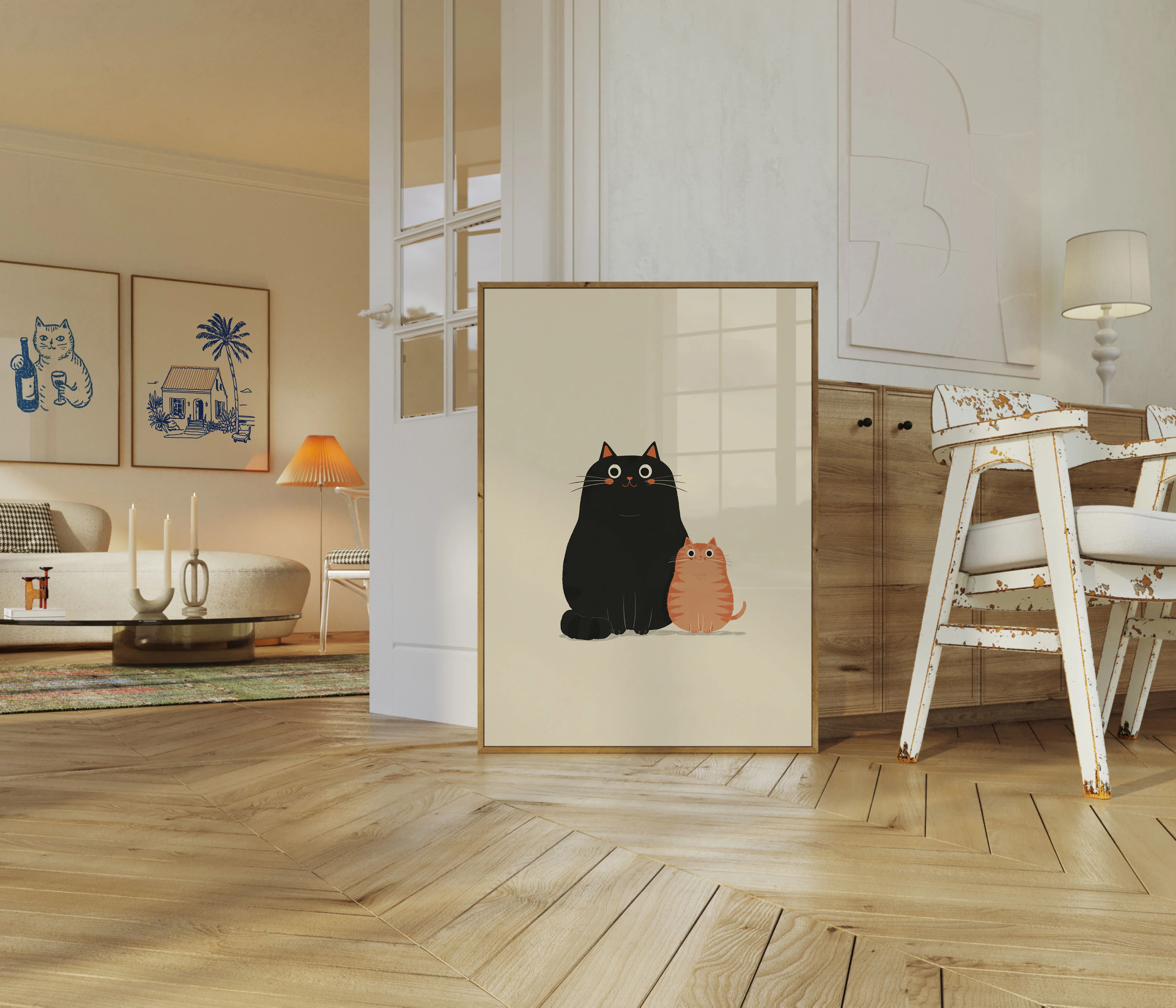 Black Cat and Orange Kitten Poster - Image 5