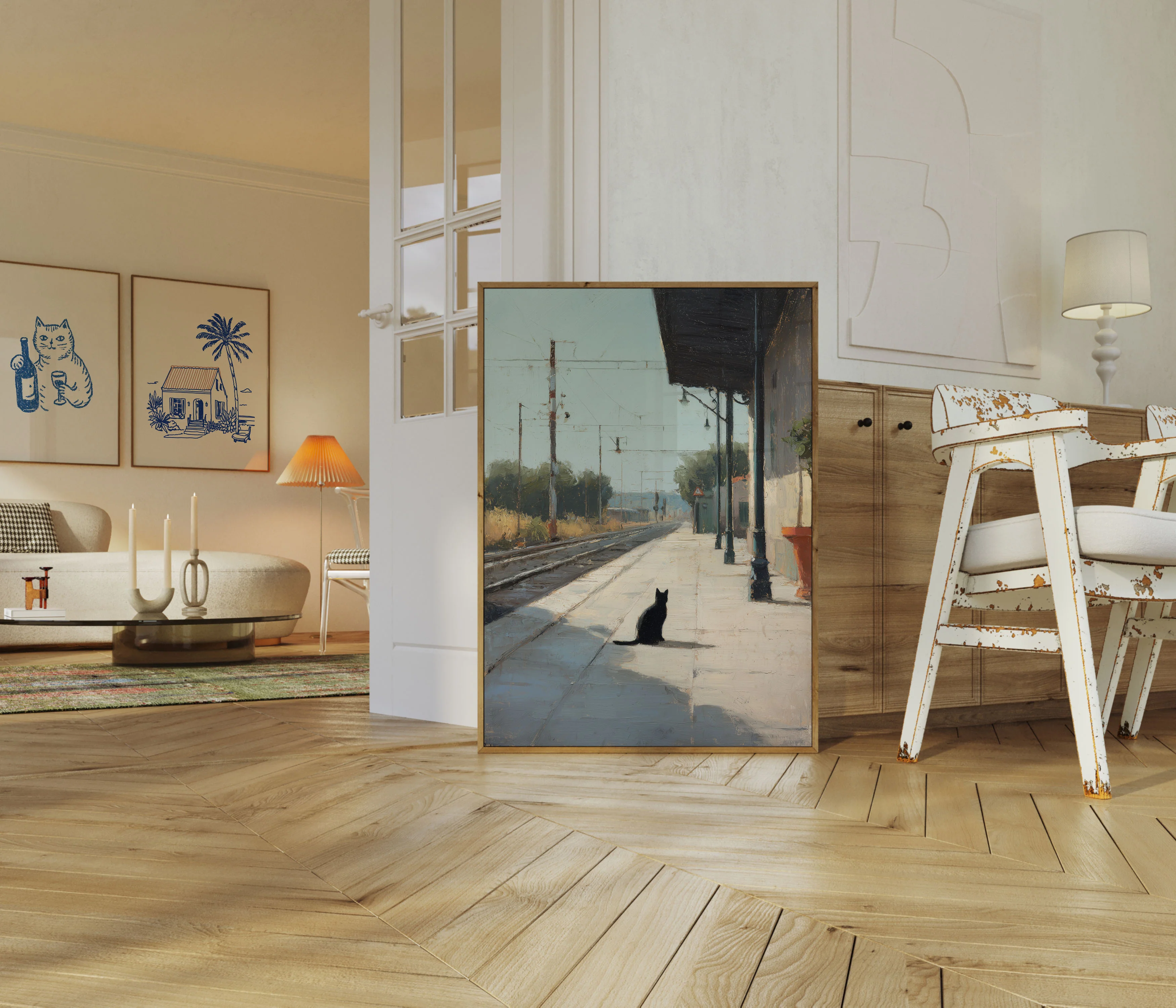 Black Cat at Train Station Poster - Image 5