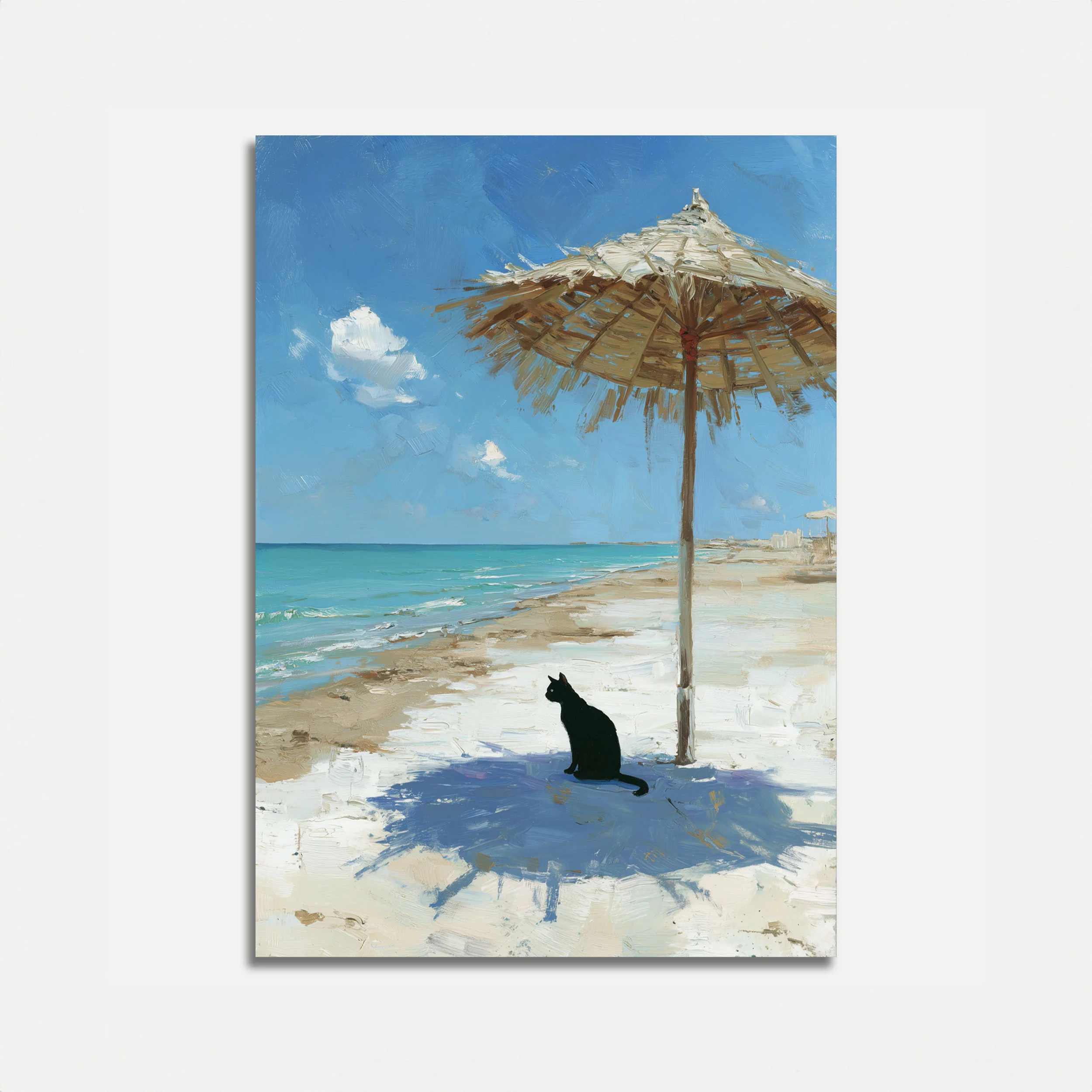 Black Cat Beach Umbrella Poster