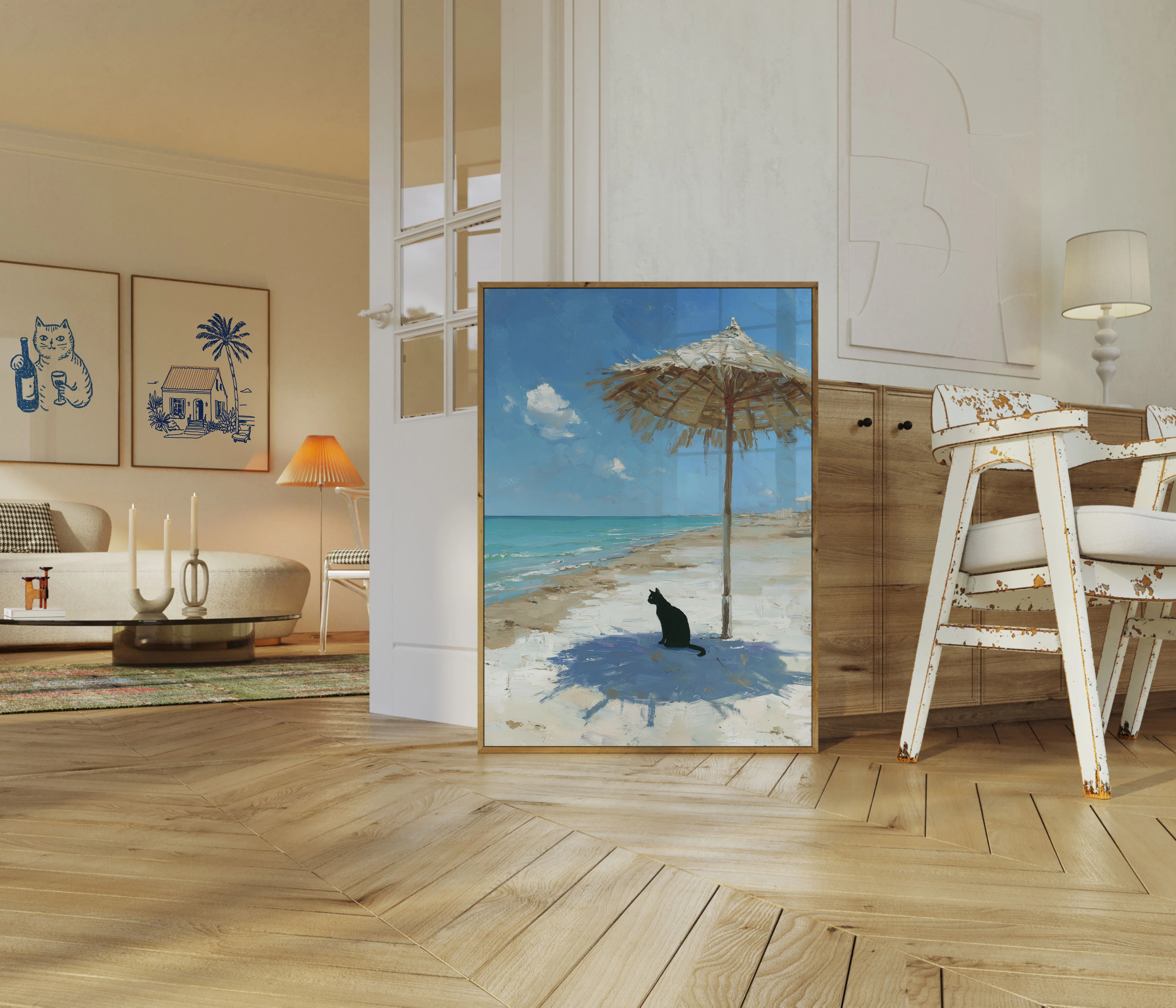 Black Cat Beach Umbrella Poster - Image 5