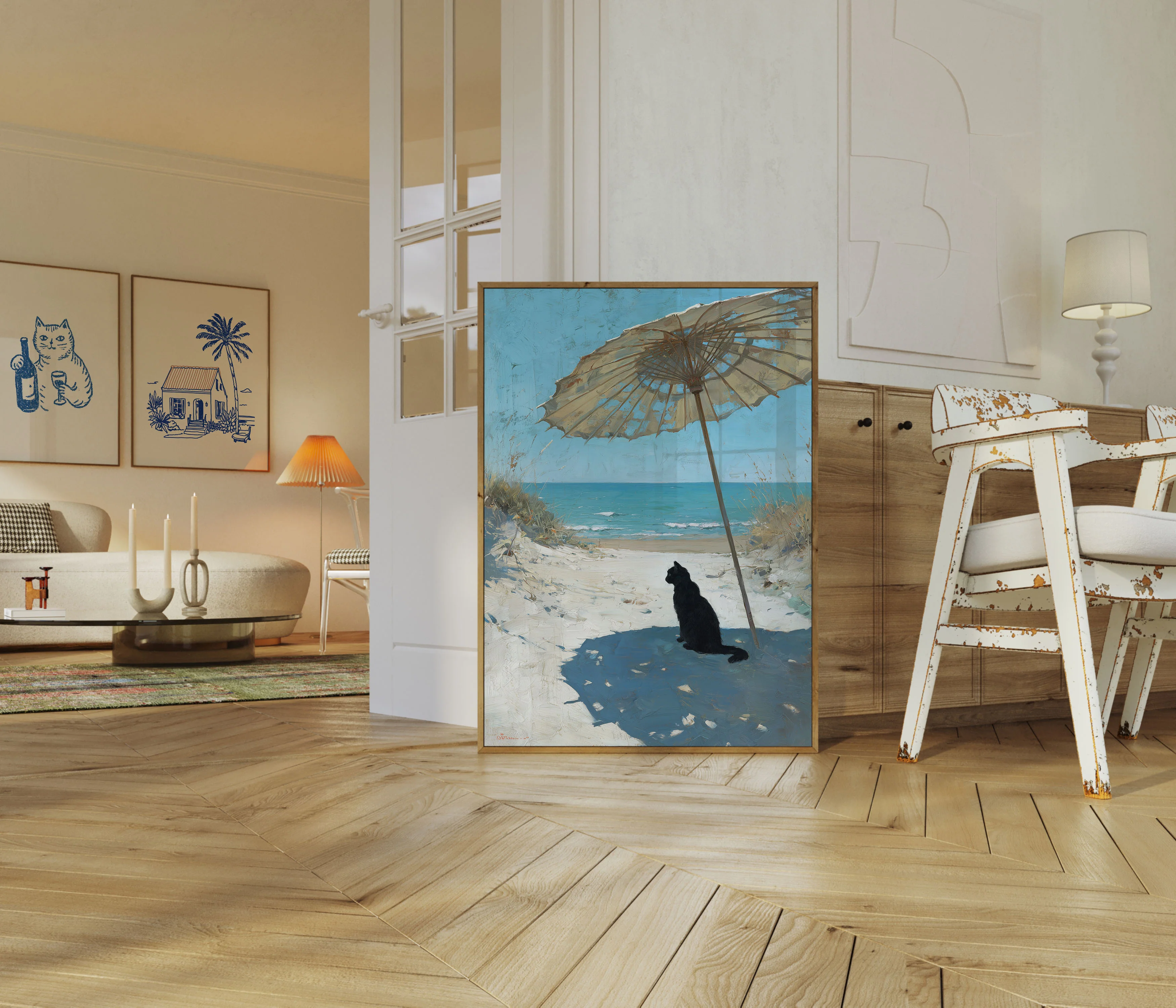 Black Cat Beach Umbrella Poster - Image 5