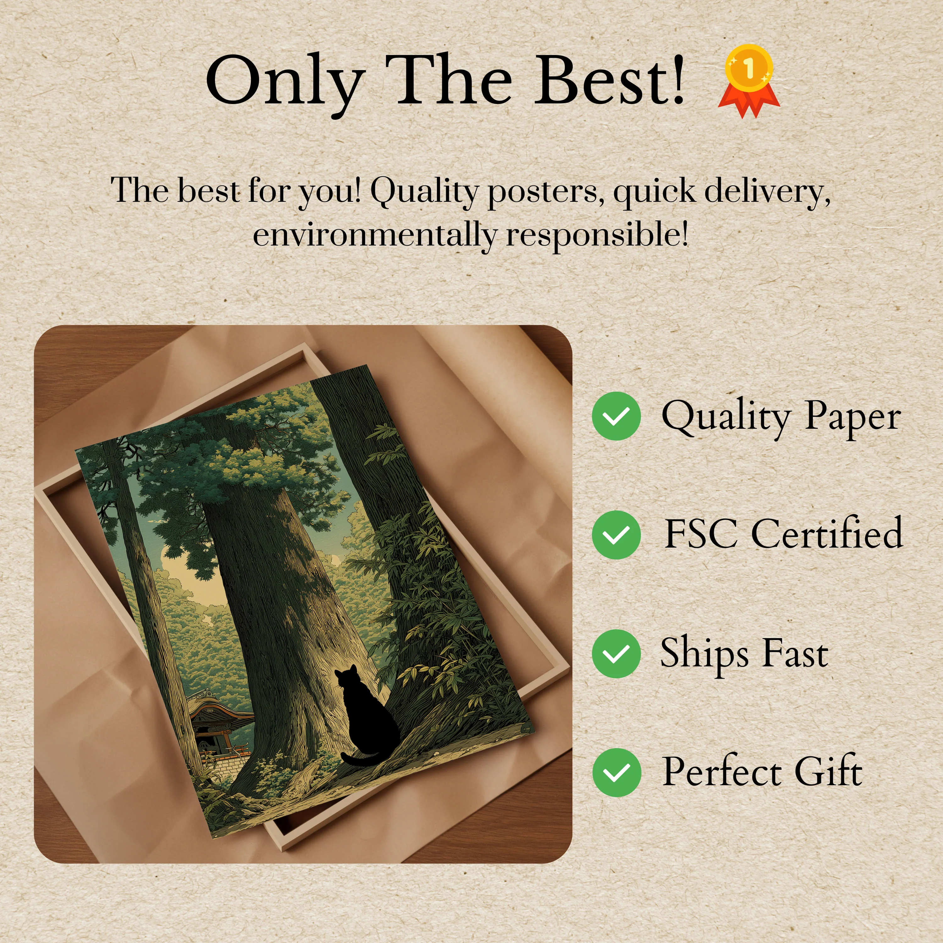 Black Cat Forest Temple Poster - Image 3