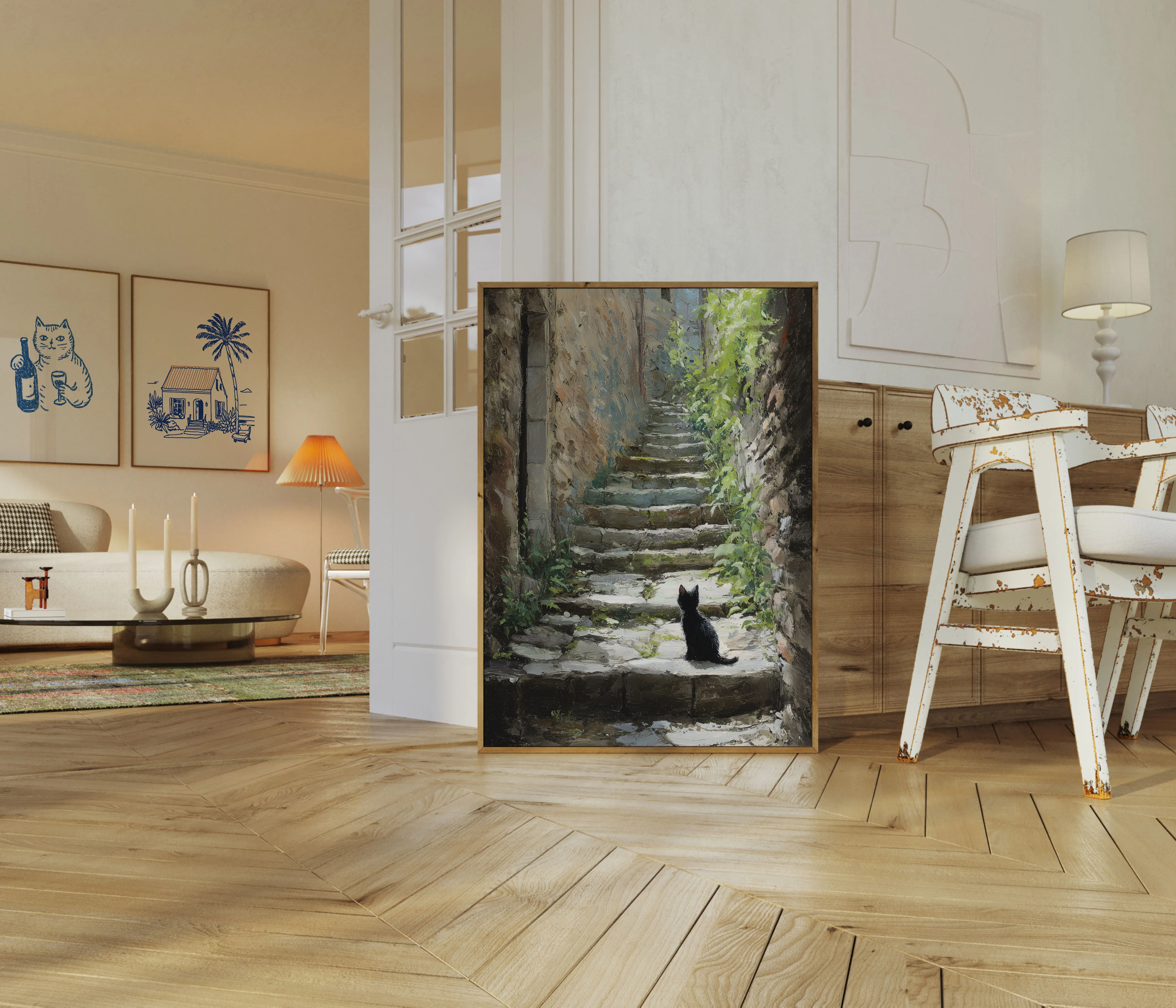 Black Cat in Ancient Alley Poster - Image 5