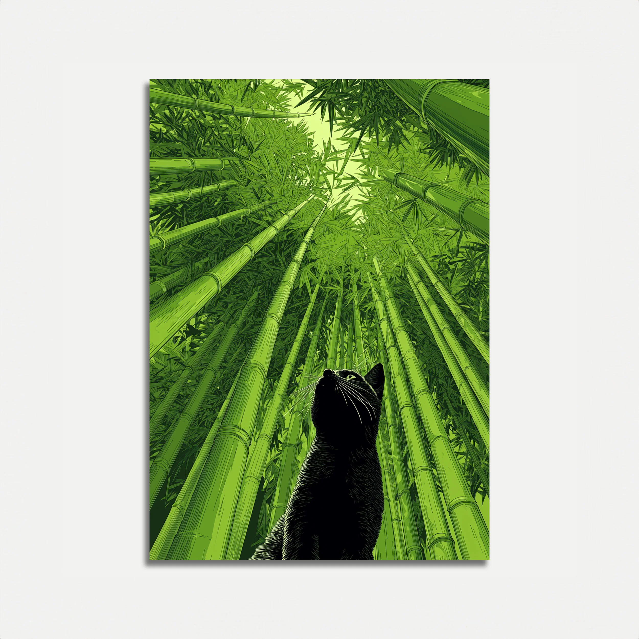 Black Cat in Bamboo Forest Poster